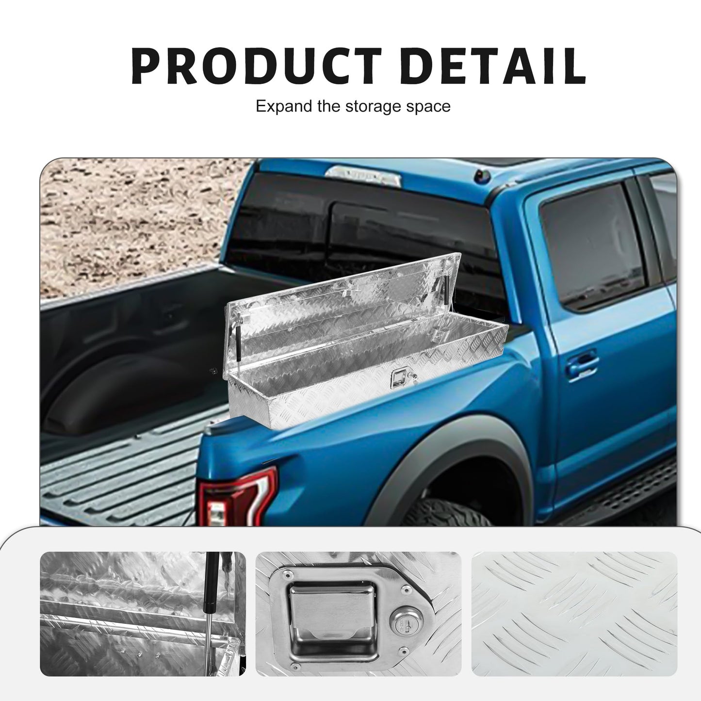 Vigorighter 48 Inch Side Mount Truck Tool Box, 48"X13"X12.5" Aluminum Pickup Truck Bed Tool Box Storage Toolbox, Silver