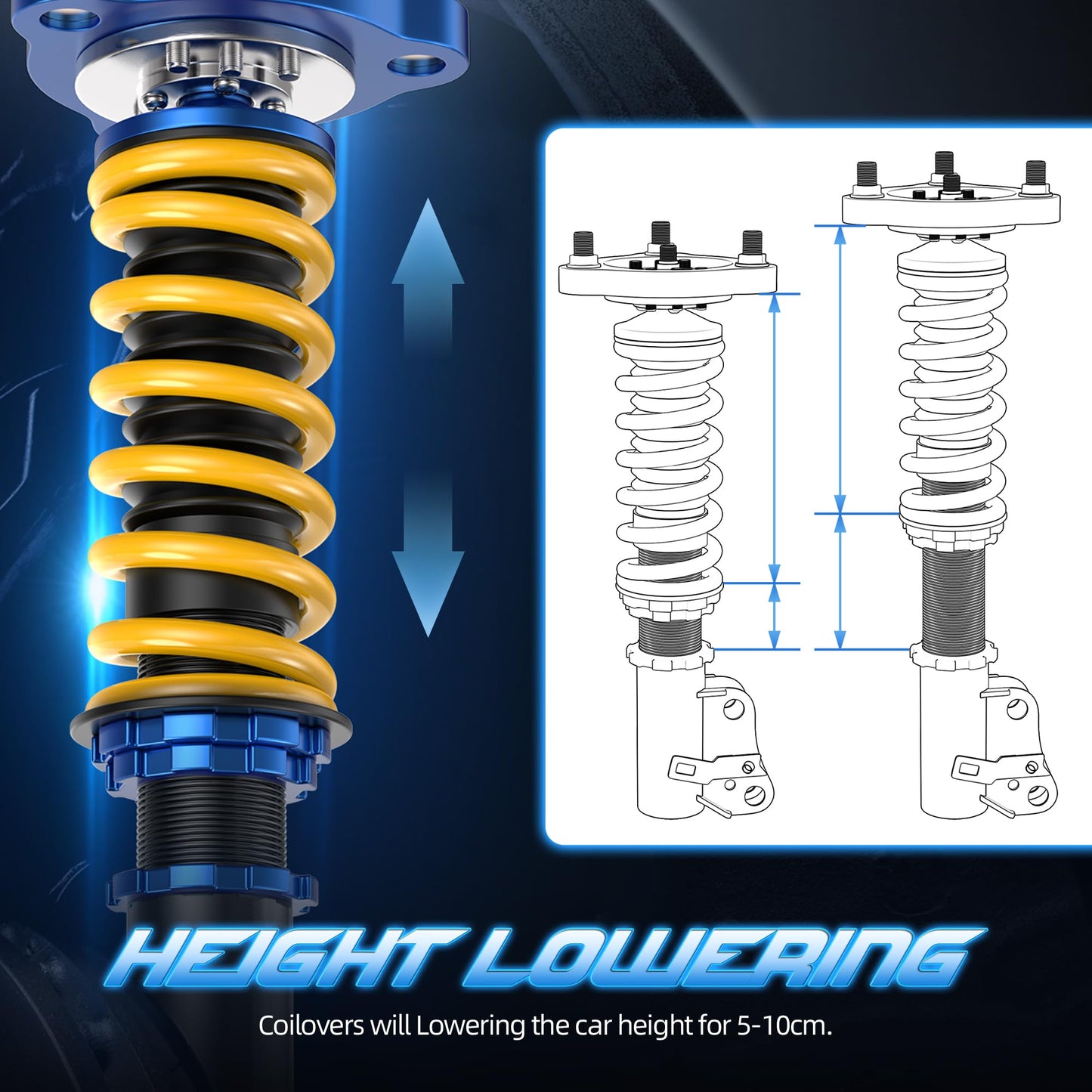 AUTOSTARSHIP Height Adjustable Coilover Lowering Kit Compatible for 09-14 Honda ACURA TSX, 08-12 Honda Accord Suspension Coil Spring Strut Shocks (4pcs)