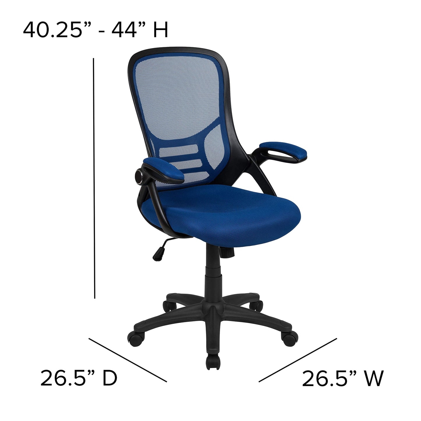 Flash Furniture Porter High-Back Swivel Office Chair with Adjustable Lumbar Support and Seat Height, Ergonomic Mesh Desk Chair with Flip-Up Armrests, Blue/Black