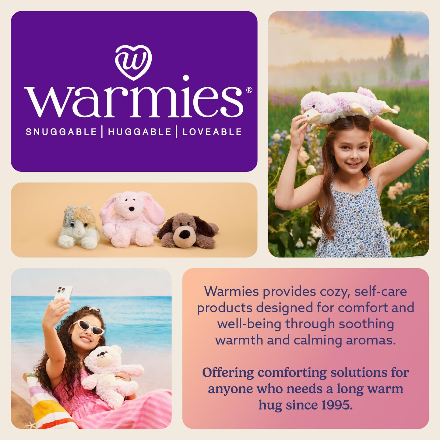 warmies Microwavable & Weighted Stuffed Animals, Brown Curly Bear - Heated Stuffed Animal Plushie for Warmth & Comfort - Cute Soft Plush Toys for Adults & Children (Boys, Girls, Babies & Toddlers)