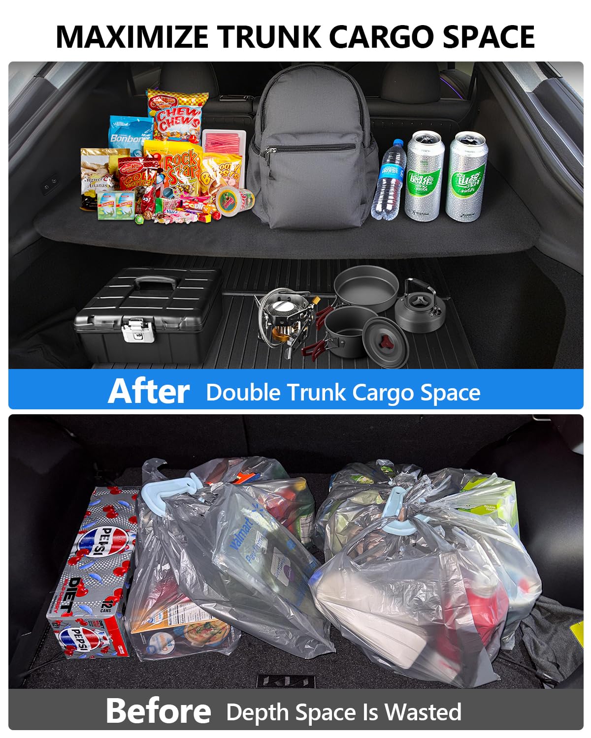 cybtkcar for Tesla Trunk Cargo Cover Model Y Juniper 2025 2026 Trunk Storage Board Model Y Accessories Storage Dividers Layered Partition Board Shield Shade Anti-Spy Luggage Privacy