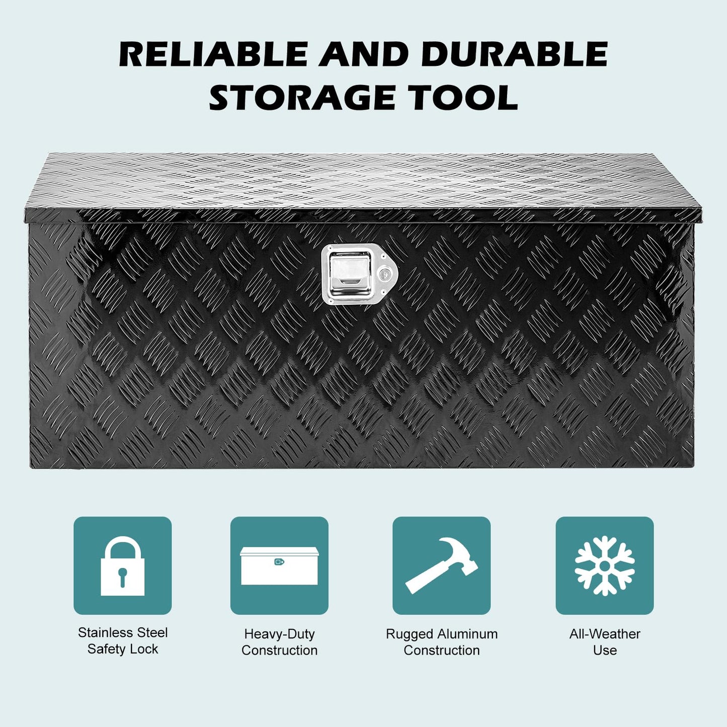 KING CHAO FOO 39" Lx15 Wx14 H Aluminum Tool Box, Heavy Duty Truck Bed Toolboxes with 2 PCS Keys, Upgraded Widest Tool Box Used for Truck Bed Storage,Trailers,Pickup,RV, All-Weather Use
