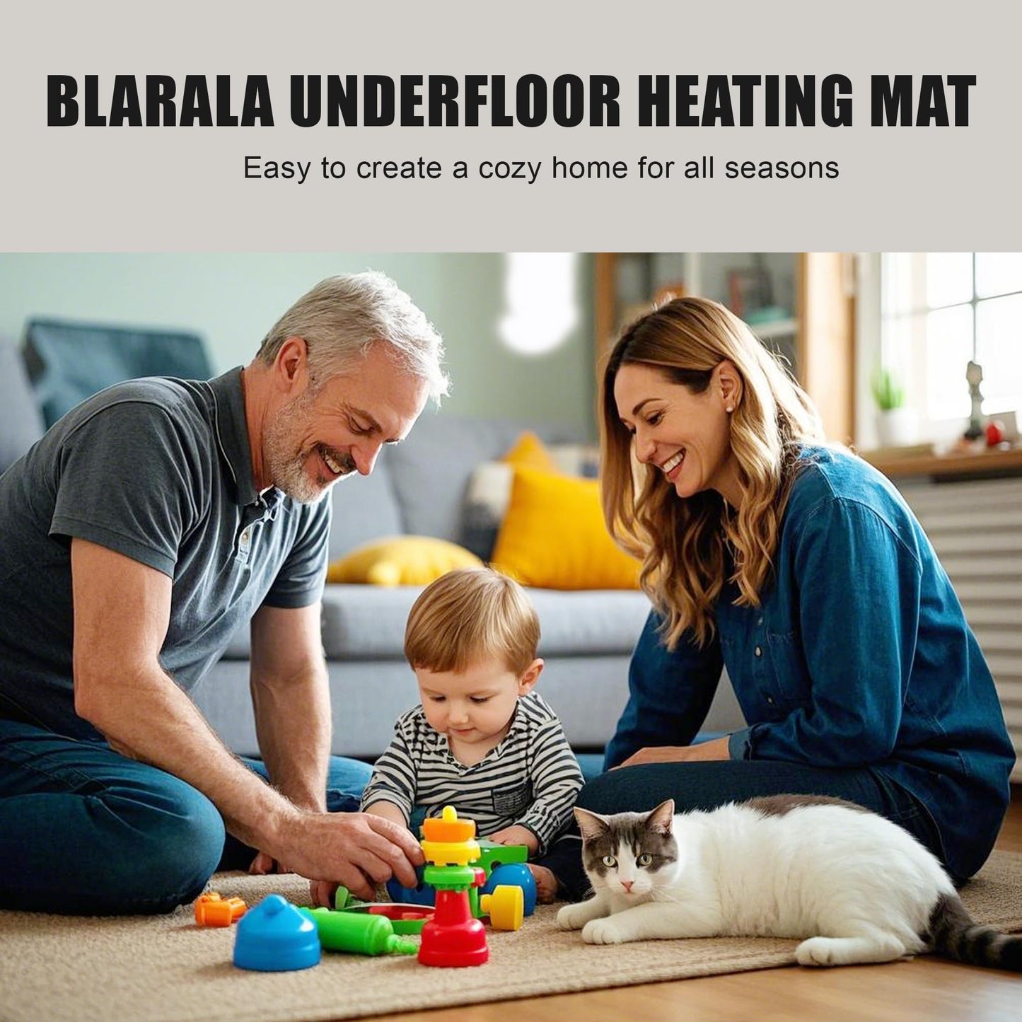 BLARALA Electric Radiant Floor Heating System, 20 Sq.ft Electric Heated Floor Mats for Bathroom, Includes Programmable Thermostat, Heat Mat, Installation Monitor, and Temperature Sensors