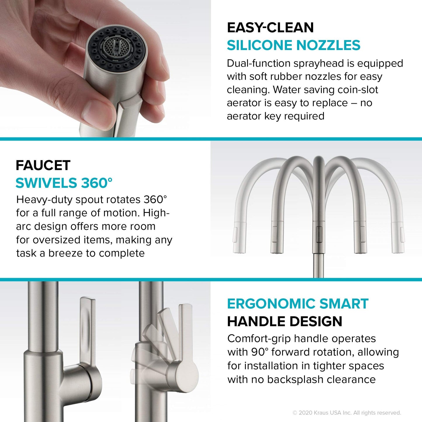 KRAUS Oletto Single Handle Pull Down Kitchen Faucet in Matte Black, KPF-2820MB