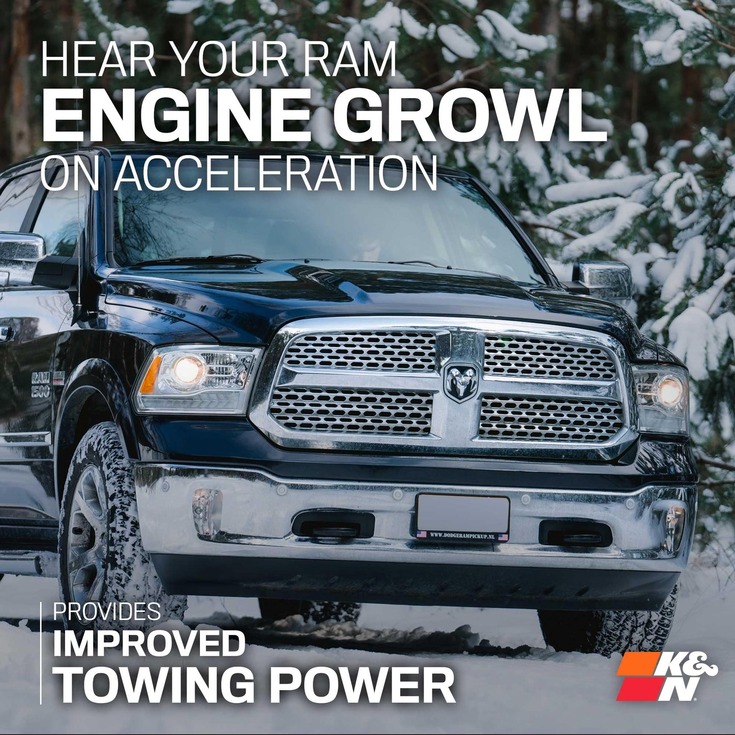 K&N Cold Air Intake System: High-Flow Air Filter, Increase Performance & Towing: Compatible with 2019-2024 RAM 1500, 77-1578KP