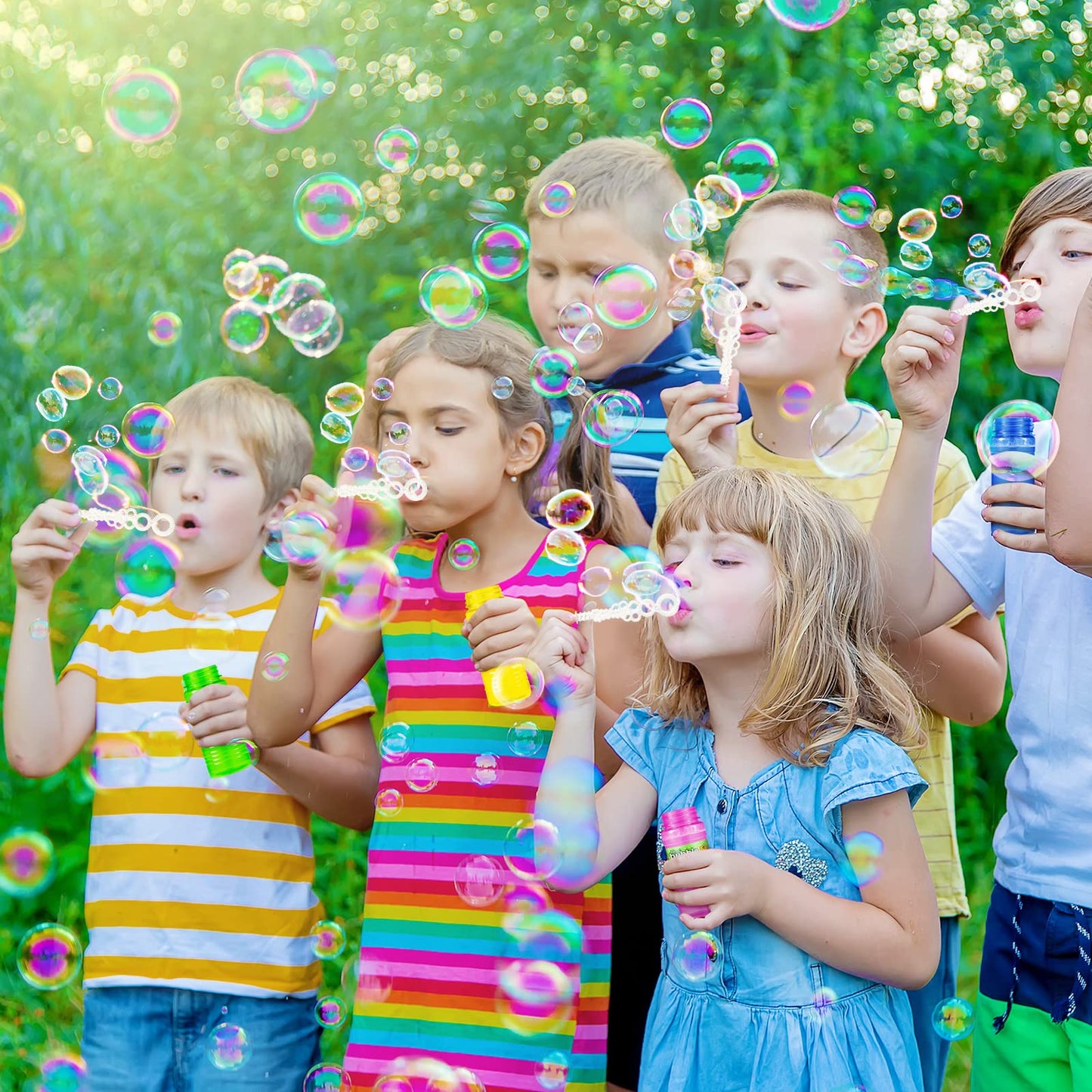 V-Opitos 36 Pack Bubble Bottles with Wands in 6 Colors, 4oz Bubbles Solution, Bubble Party Favors for Kids, Birthday, School Classroom Prizes for Boys & Girls, Ideal Goodies Bag Stuffers