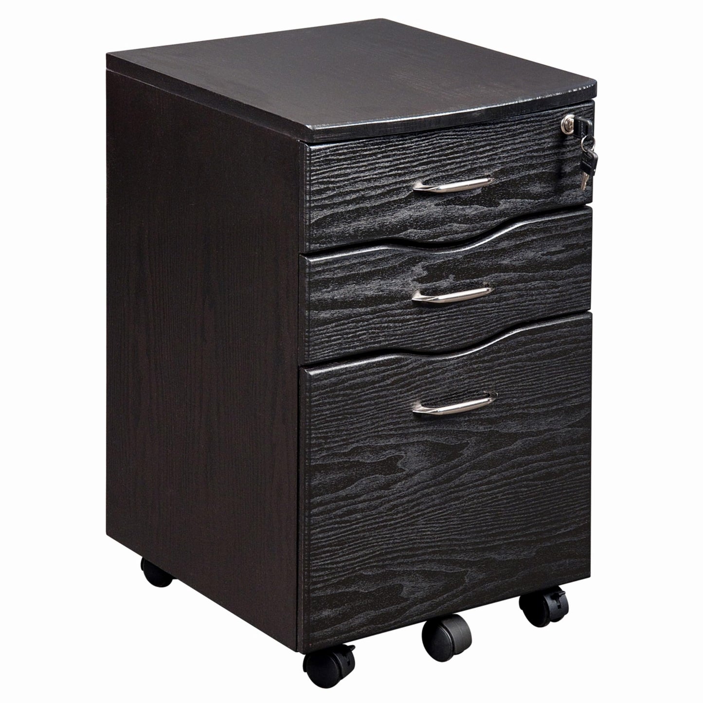 3 Drawer Rolling File Cabinet with Lock, Under Desk File Cabinet with Wheels, Printer Stand, Mobile Printer Shelf, Espresso Brown
