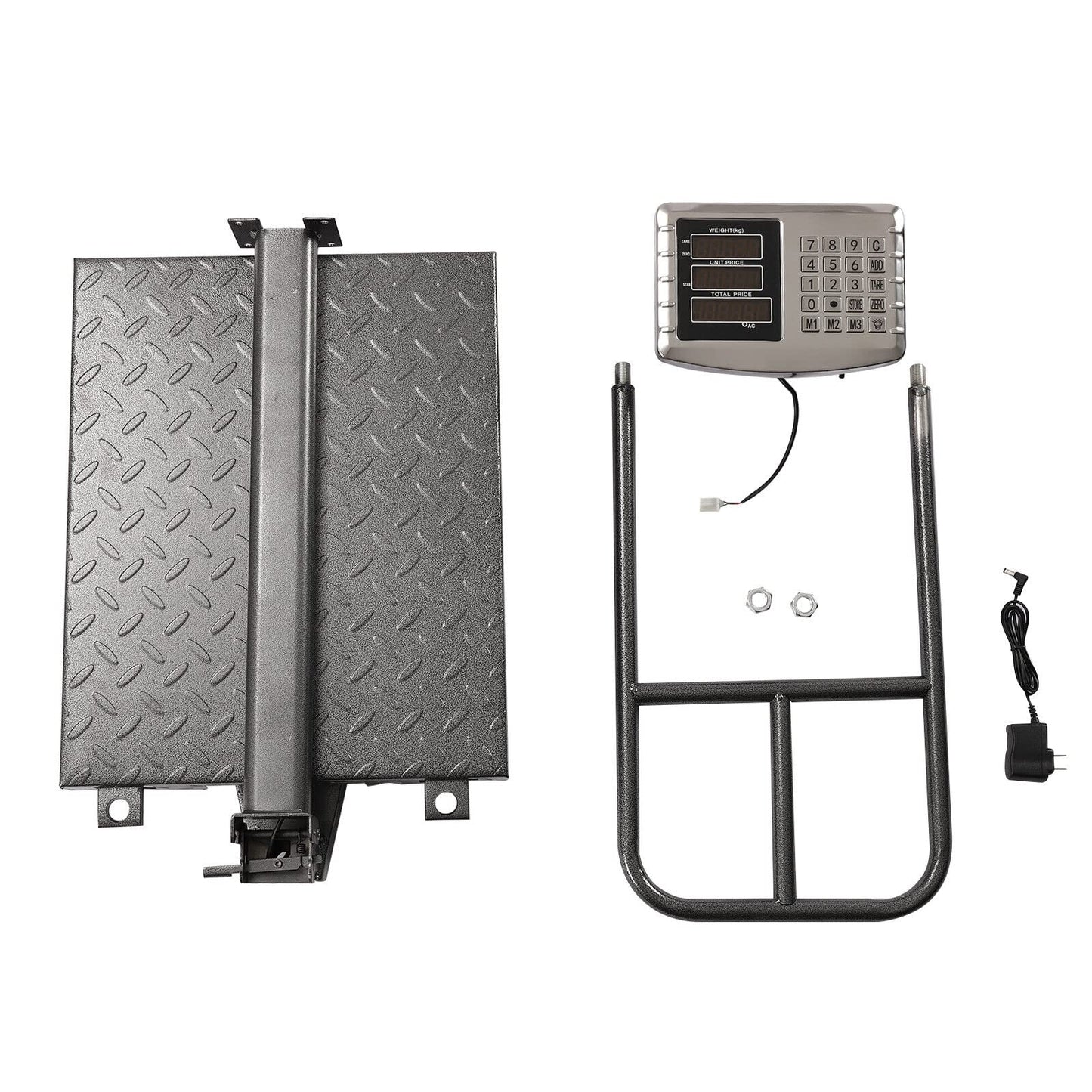 CXWAWSZ 660lb Industrial Platform Scale with Removable Guardrail Digital Scale with Accurate LB/KG High-Definition Displa Foldable for Weighing Luggage Package Shipping Double Sided Display