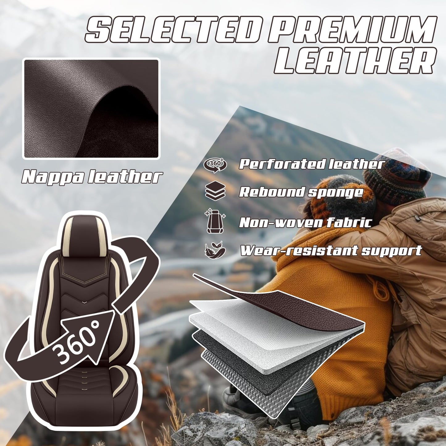 ACDY Car Seat Covers Fit for Honda 2000-2026, Stylish Sport Seat Covers, Waterproof Wear-Resistant Premium Nappa Leather Car Seat Covers.(2 Pcs Front/Coffee Color)