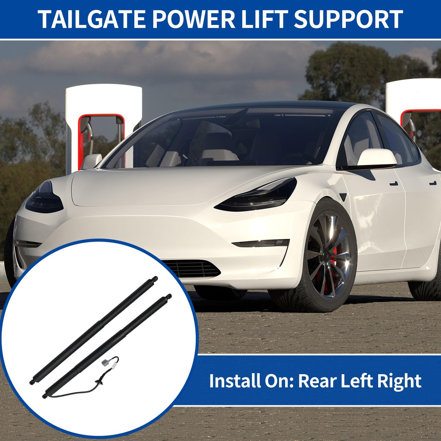 X AUTOHAUX Rear Left Right Tailgate Power Lift Support for Tesla Model S 2012-2019 Liftgate Power Hatch Shock Strut No.600661000B/600660800B Electric Trunk Power Liftgate 1 Pair