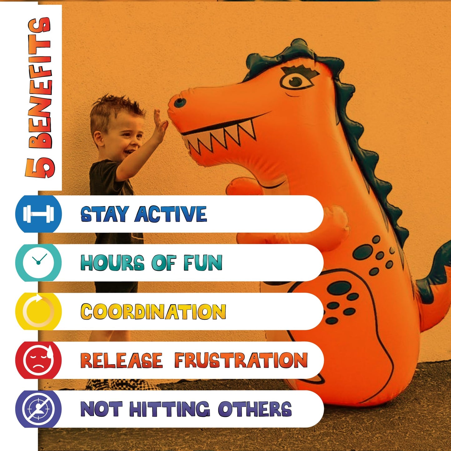 INFLATABLE DUDES Dinosaur Toy 47 Inches - Kids Punching Bag | Already Filled with Sand| T-Rex | Bop Bag | Inflatable Bopper | Punching Bag for Kids | Dinosaur Party Decorations | Boxing - (Rex)