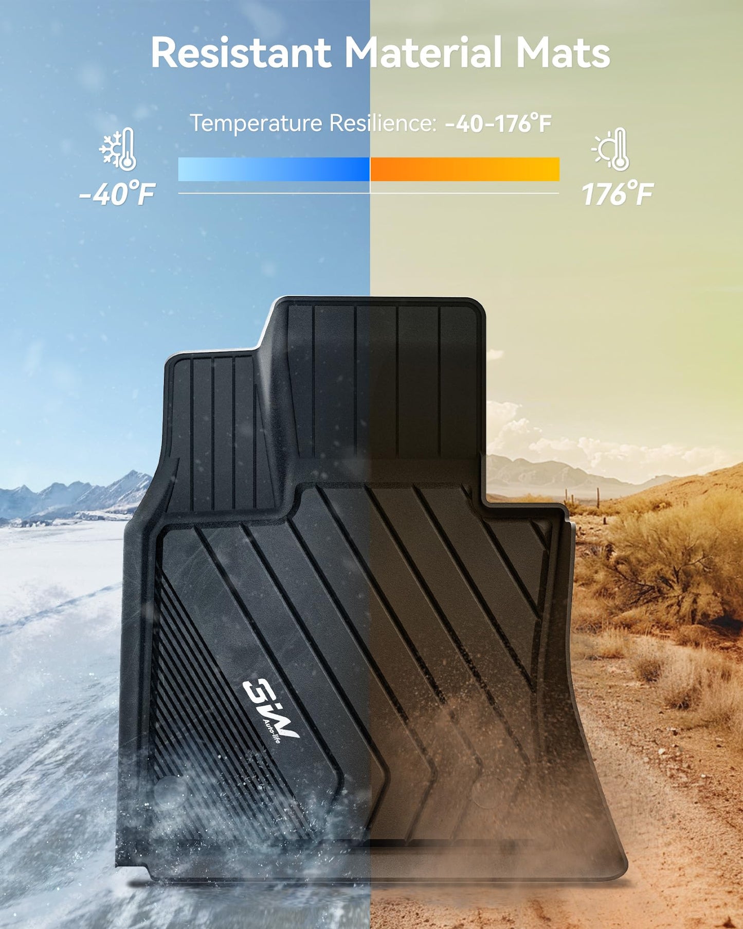 3W Floor Mats Custom Fit for BMW X5 (F15) 2014-2018 / BMW X6 (F16) 2015-2019, All Weather TPE Floor Liner 1st & 2nd Row Accessories Car Mats