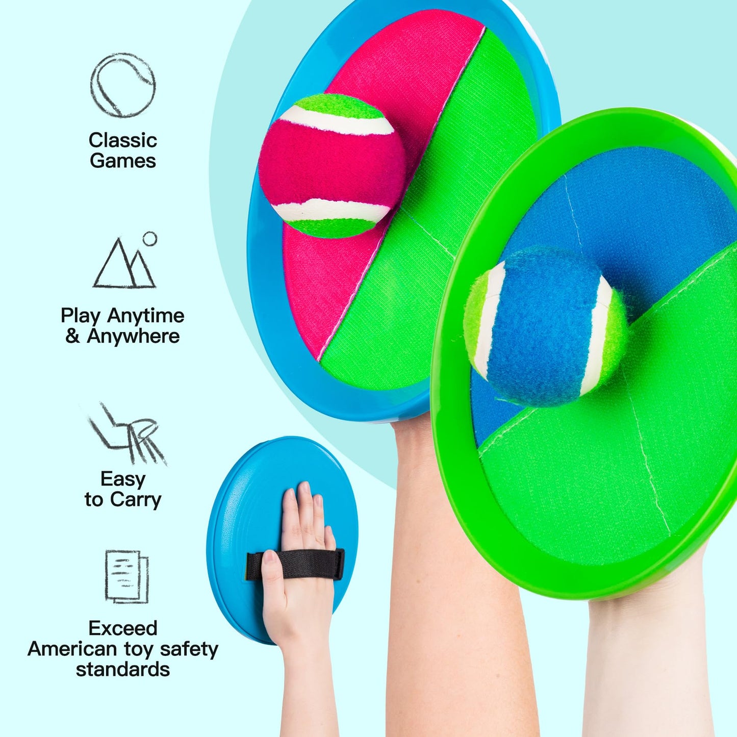 EVERICH TOY Upgraded Toss and Catch Ball Game Set, Beach Pool Toys Outdoor Games for Kids Toys, Outside Family Lawn Yard Games, for Boys Girls 3 4 5 6 7 8 9 10 11 12 Years Old
