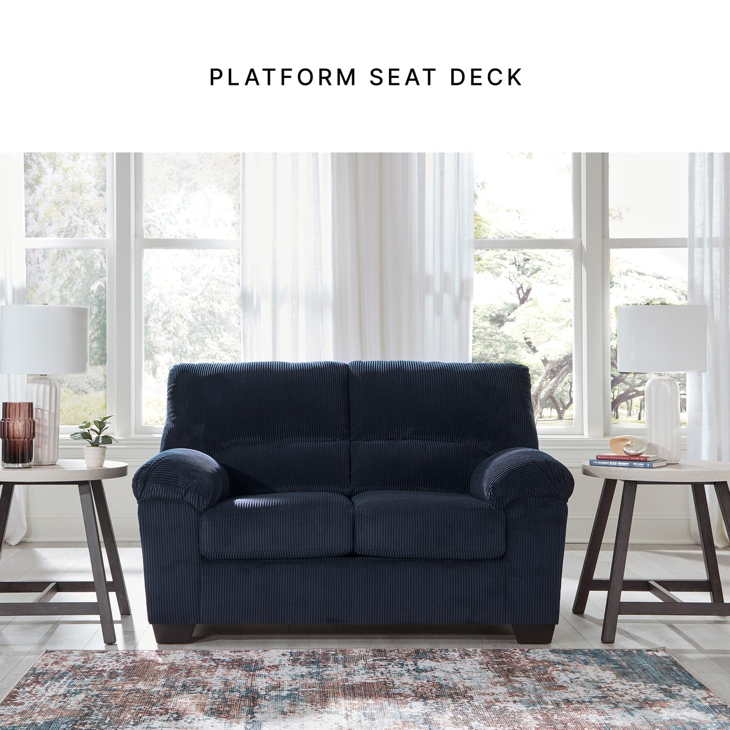 Signature Design by Ashley SimpleJoy Contemporary Loveseat for Living Room, Blue
