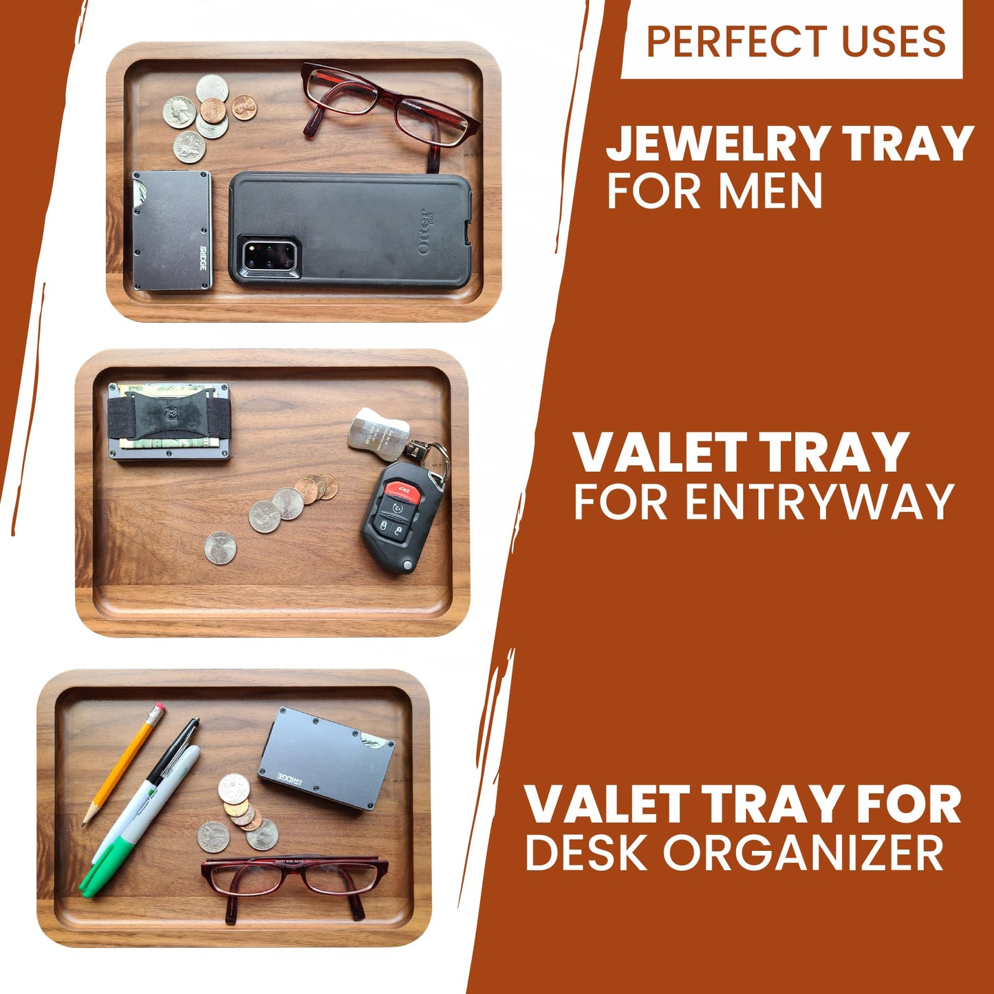 Large Walnut + Valet Tray 2 Pack