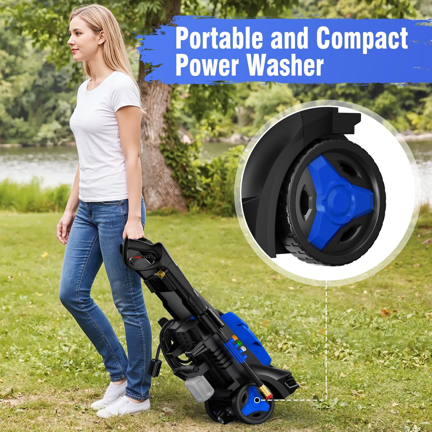 Pressure Washer, Power Washer with 4 Quick Connect Nozzles 1 Foam Cannon, High Pressure Cleaning Machine for Cars/Fences/Driveways/Patios/Farms/Home Cleaning