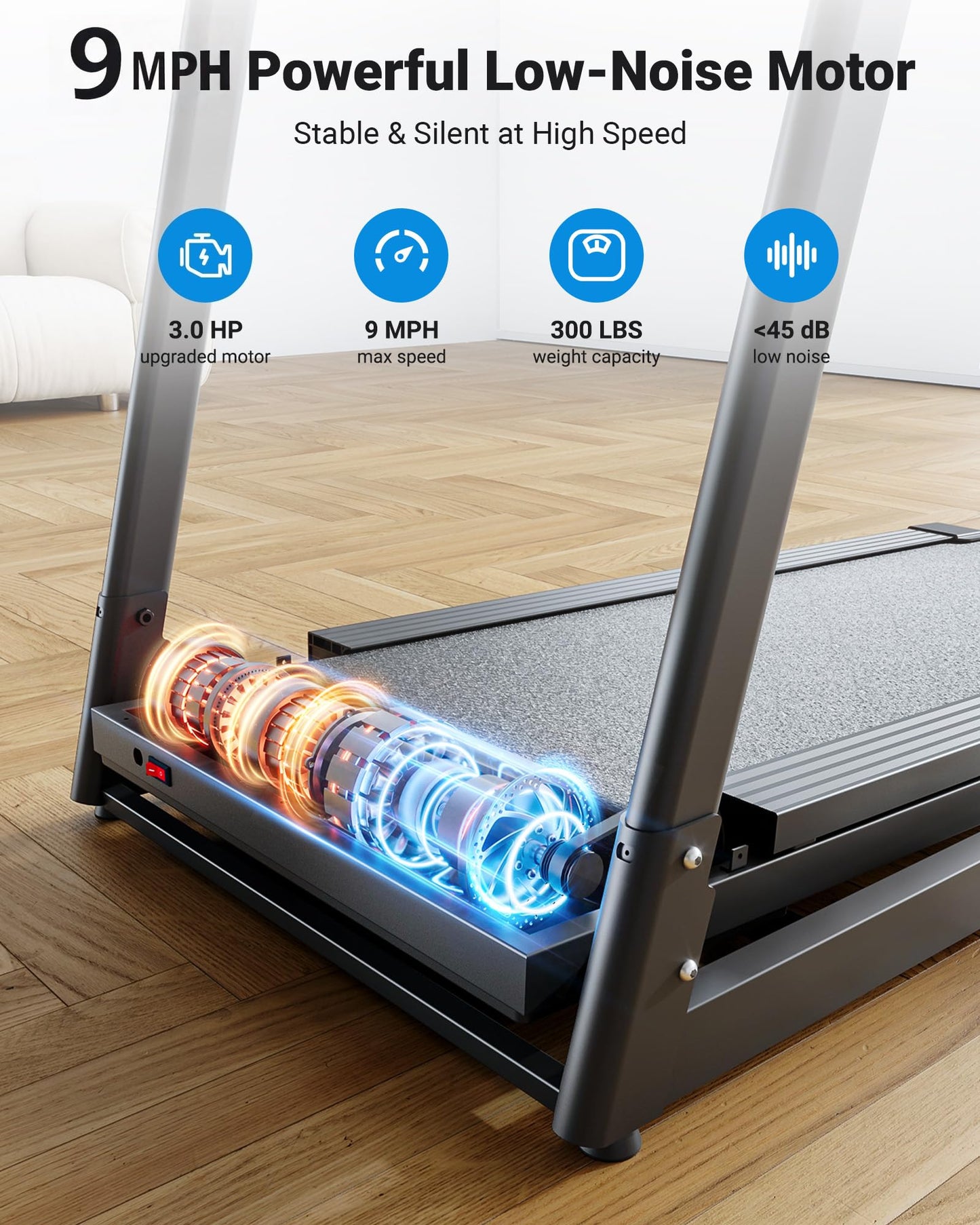 THERUN Running Treadmill with Incline, Foldable Treadmills, Manual Incline Adjustment, 3.0HP Treadmill for Indoor Fitness Workouts