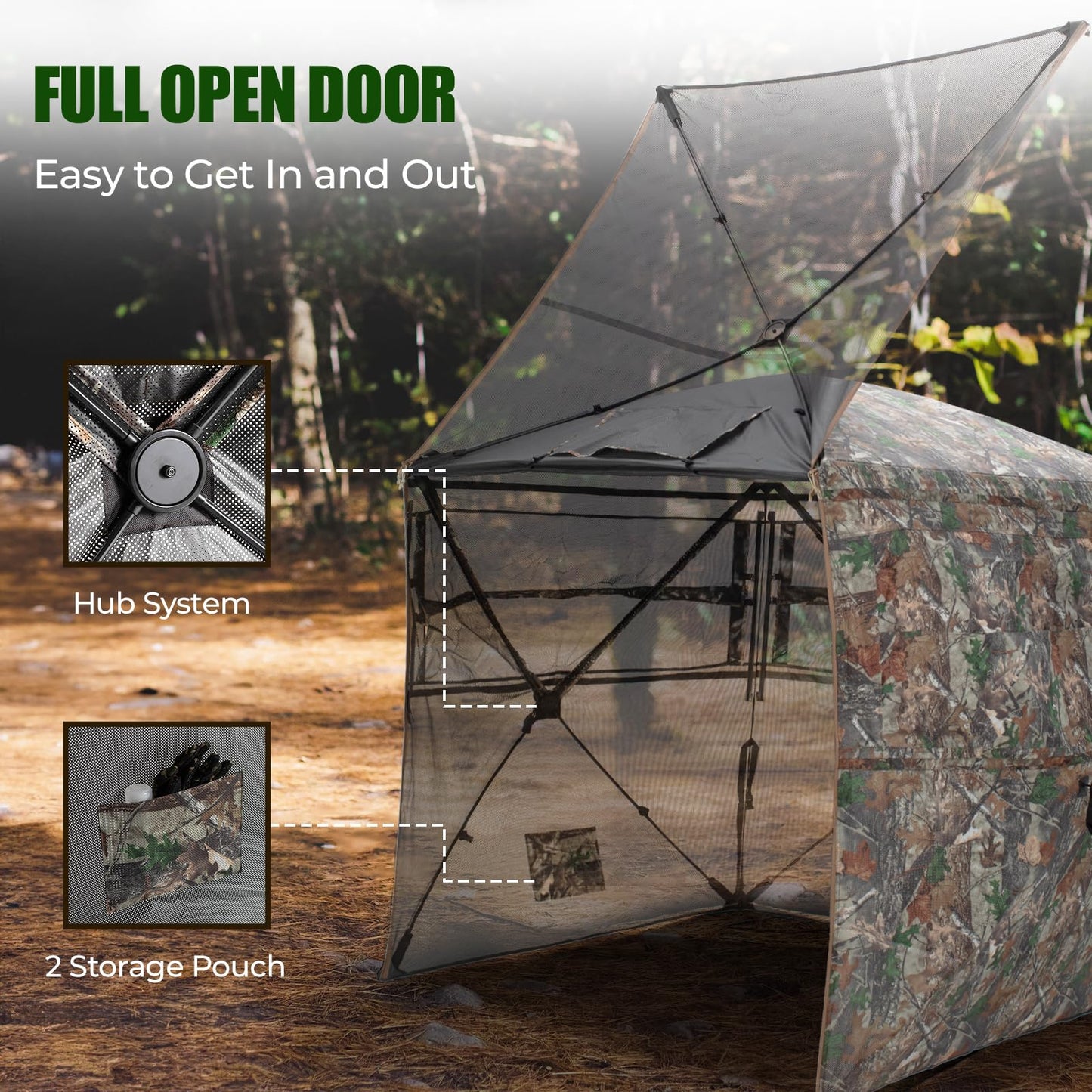 Fishing Waders for Men Women with Boot Hanger, Waterproof Phone Case Size 12 + Hunting Blind 360 Degree See Through Ground Blind - 2-3 Person Pop Up Deer Blind for Hunting with Carrying Bag