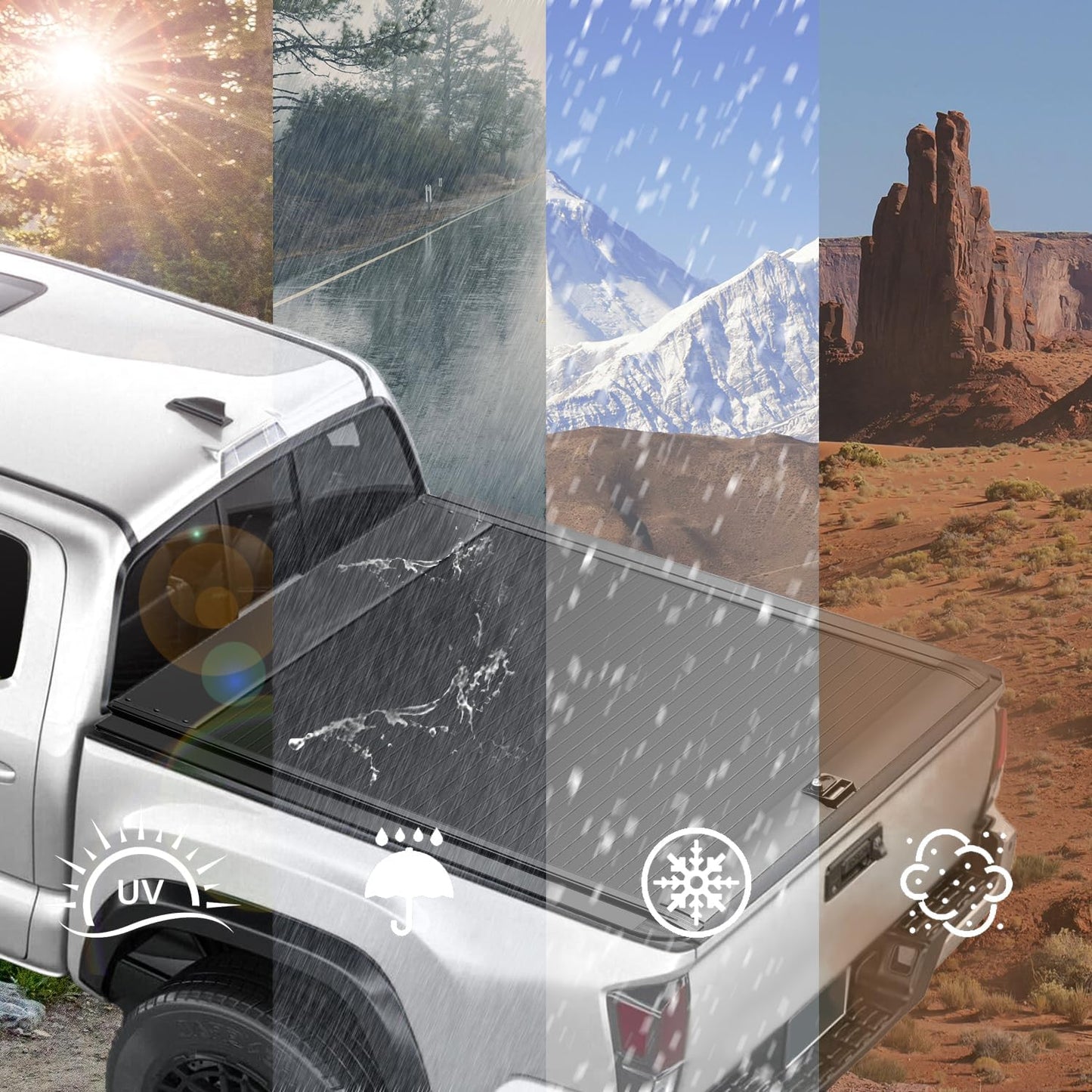 Retractable Truck Bed Tonneau Cover Fits 2016-2026 Toyota Tacoma (5'/60") Bed (Incl. TRD/Limited) Password Lock & OE Track System,Black Matte Aluminum Waterproof