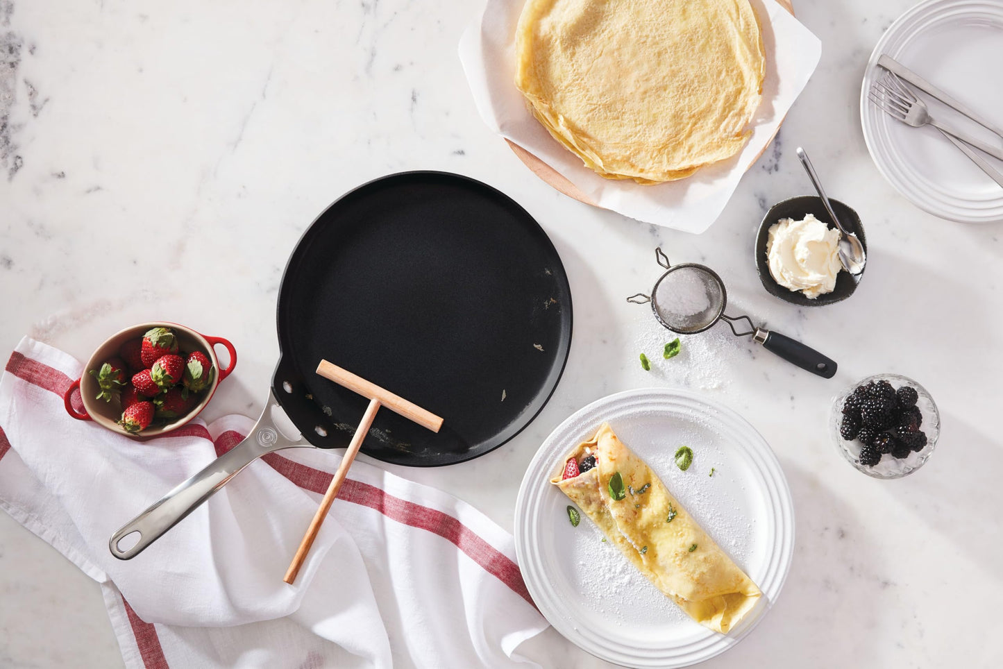 Le Creuset Toughened Nonstick PRO Crepe Pan with Rateau, 11"