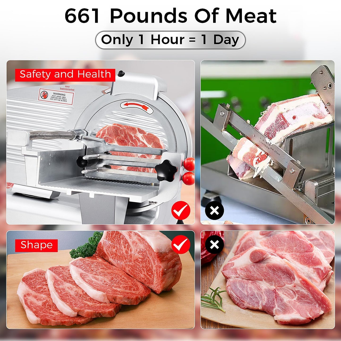 Garvee 12 inch Electric Food Slicer with Premium Electric Meat Slicer, Adjustable Thickness, Stainless Steel Blade, Meat Slicer 800W Power with 0-18mm, Meat Slicer Home and Commercial Use.