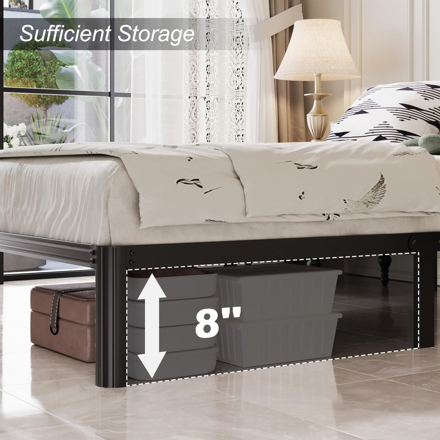 Lutown-Teen 10 Inch King Bed Frame with Rounded Corner Legs, 2000 LBS Heavy Duty Metal King Size Platform Bed Frame No Box Spring Needed, Noise Free, Easy Assembly, Black