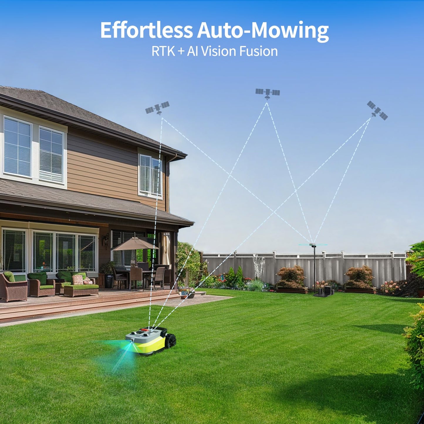 UBHOME Robot Lawn Mower, RTK+AI Vision Robot Mower for Accurate Navigation & Obstacle Avoidance, No Perimeter Wire, Smart APP Control, Automatic Grass Cutting for Large Lawns, 55% Slopes, 52dB Quiet