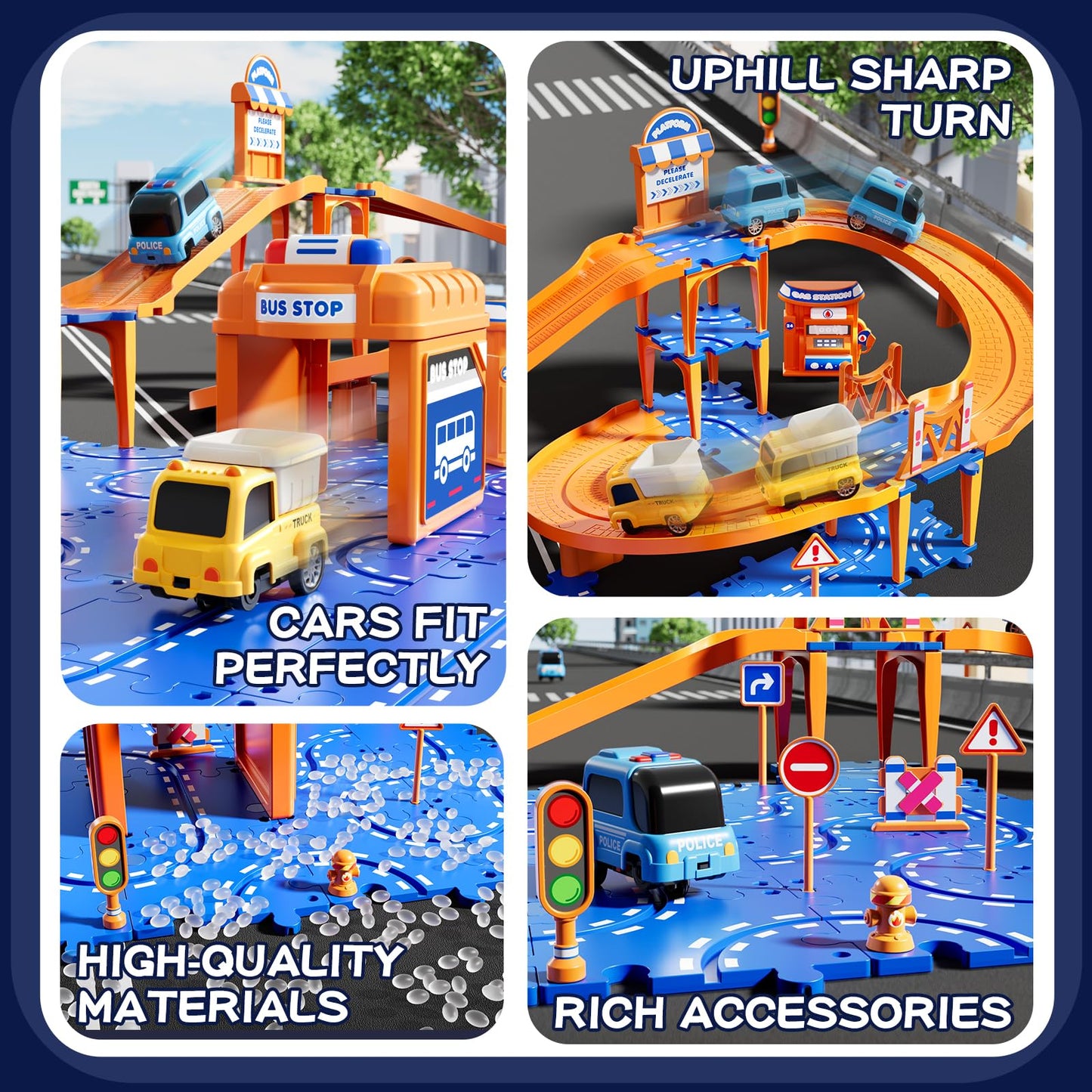 NIPLOOOW Puzzle Race Car Track Set for Kids 3-5, Floor Puzzle Track Car Set, Toddler Toys for 3 4 5 6 Years Old Boys, Toys Gift for Kids Boys Girls Age 3 4 5 6 7 8 Years Old
