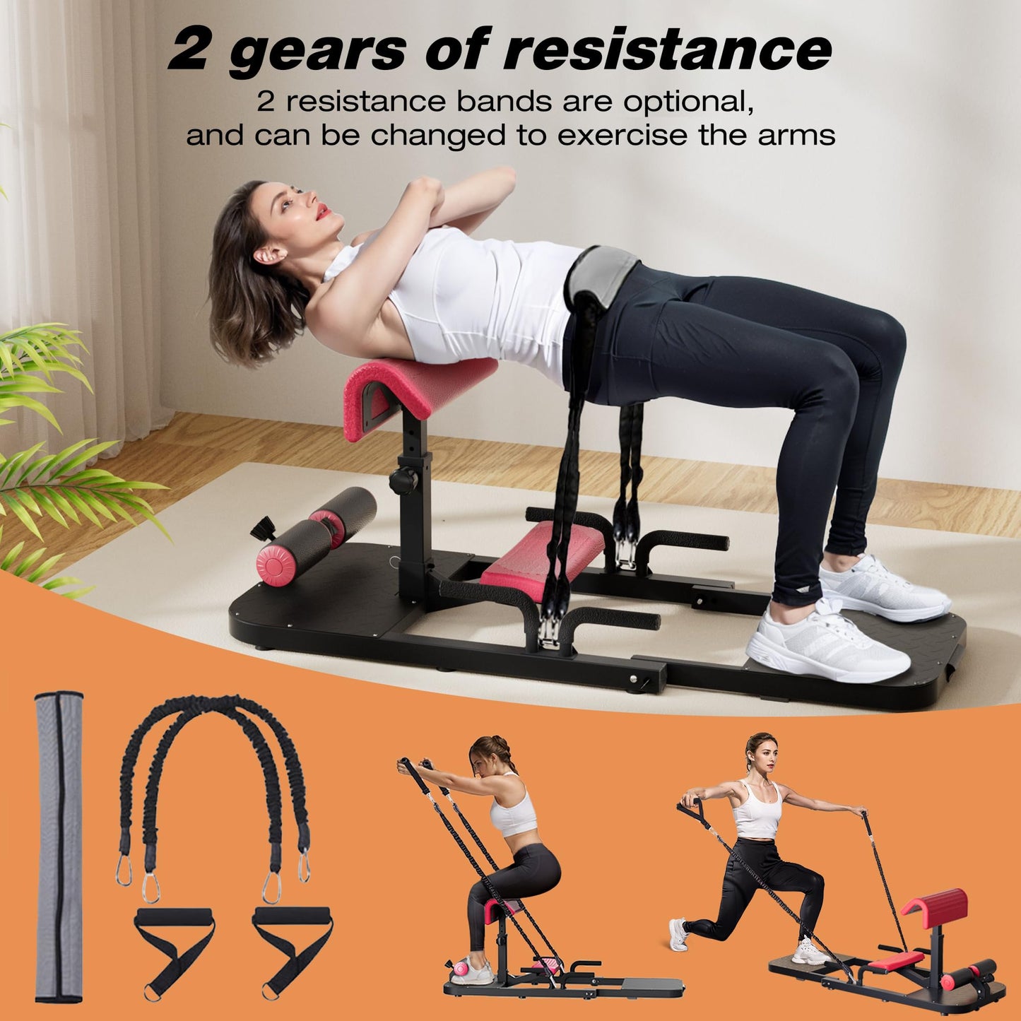 Hip Thrust Machine with High Resistance and Protectors Pad - 3D High Density Polyurethane Cushion - Premium Squat for at Home Gym-Comes with Handles to Exercise Your Arms GlutesWorkout（Black）