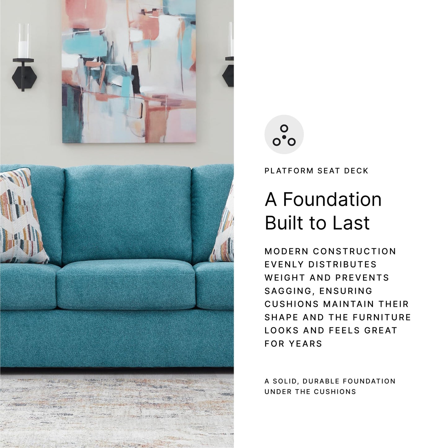 Signature Design by Ashley Keerwick Scandinavian Sofa with 4 Toss Pillows, Blue
