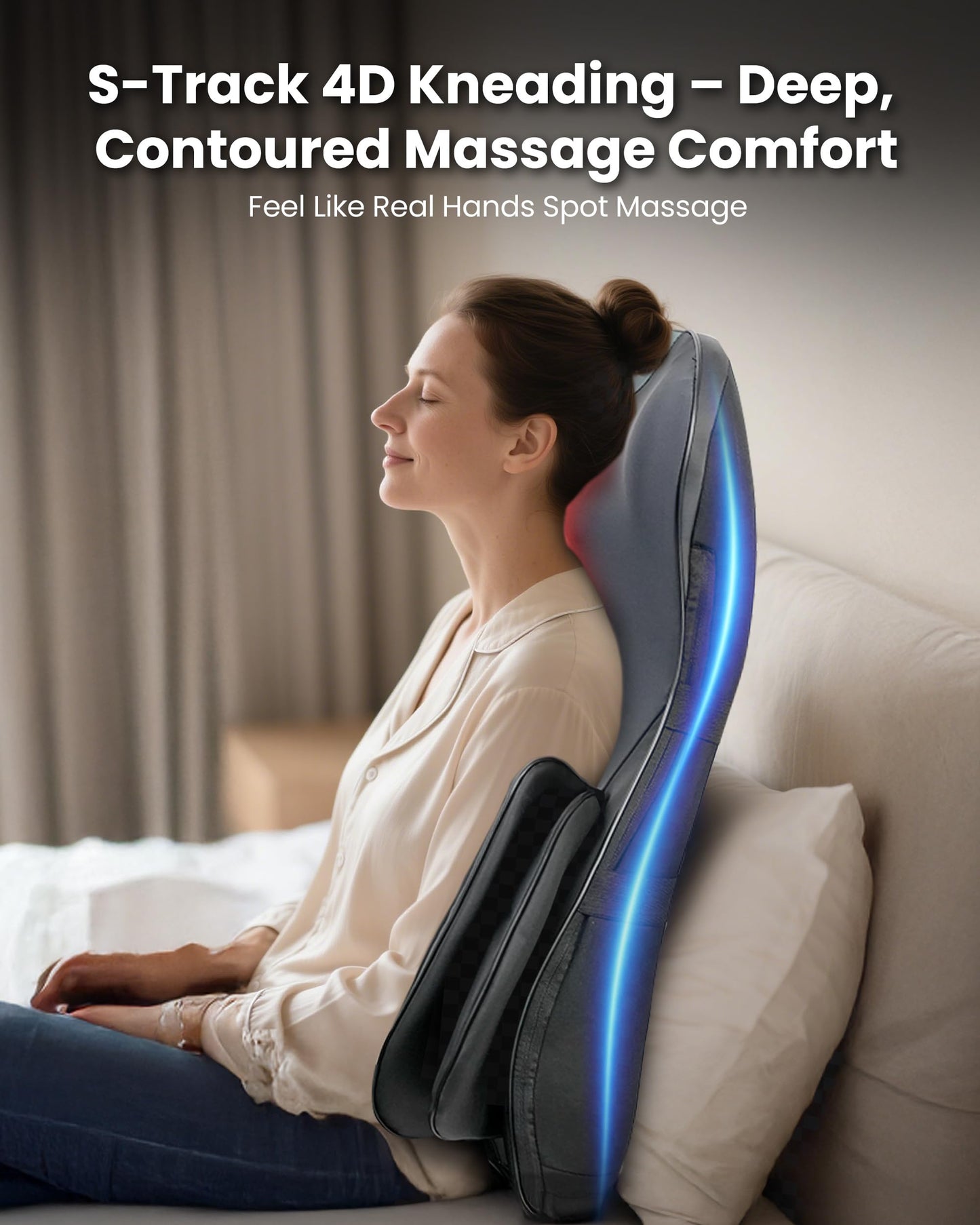 COMFIER Shiatsu Neck & Back Massager with Heat, Full Back Coverage Massage Chair Pad with 4D Kneading & Adjustable Neck Nodes, Waist & Hip Compression