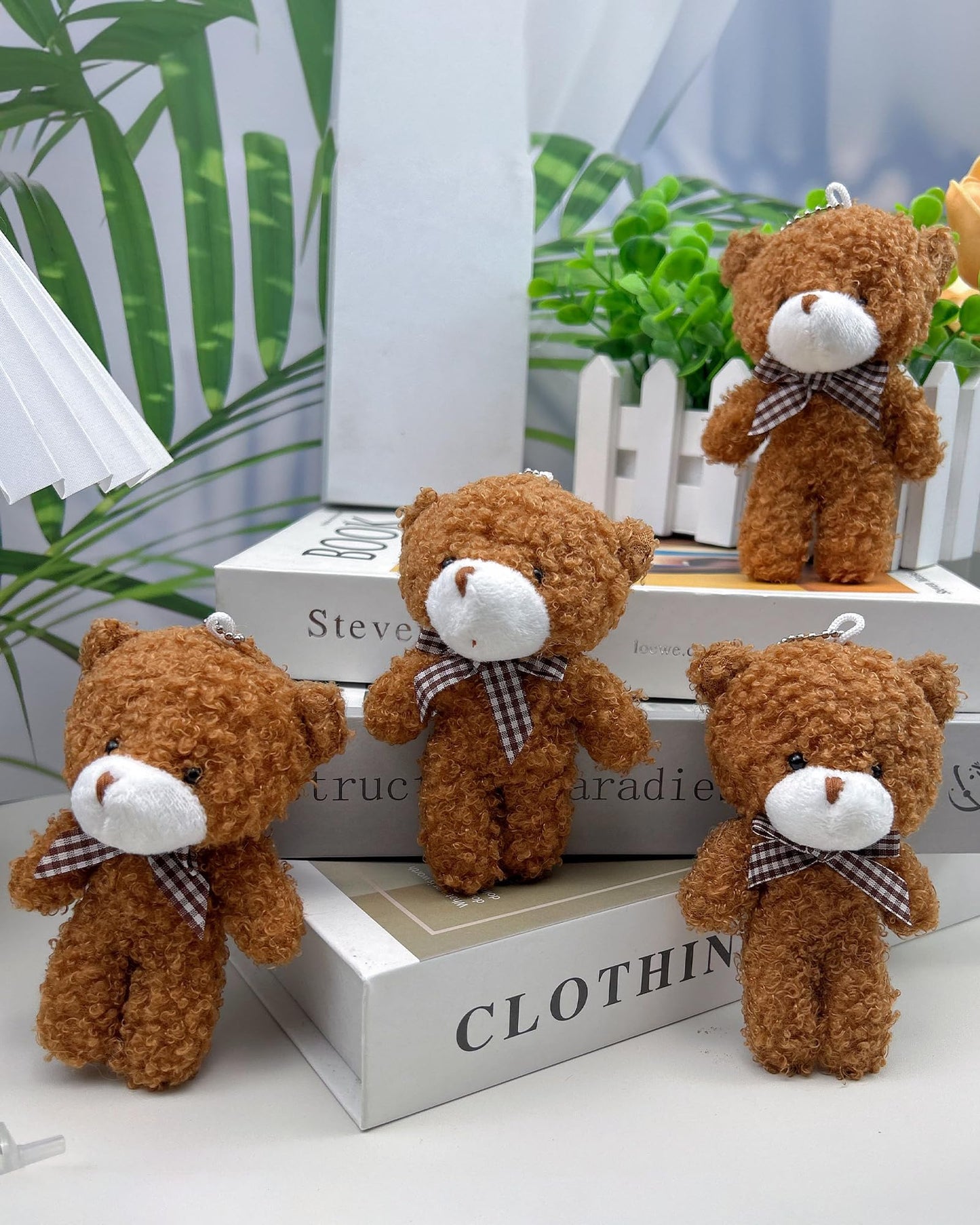 YJUBAOA 12 pcs Mini Stuffed Teddy Bears 4.7 Inch Small Plush Teddy Bears Bulk for DIY Keychain Birthday Christmas Party Favor (Classic-Dark Brown)