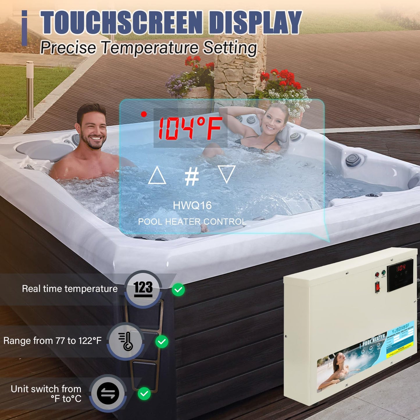 11KW 220V-240V Pool Heater for Above Ground Pools, Hot Tubs & Spas