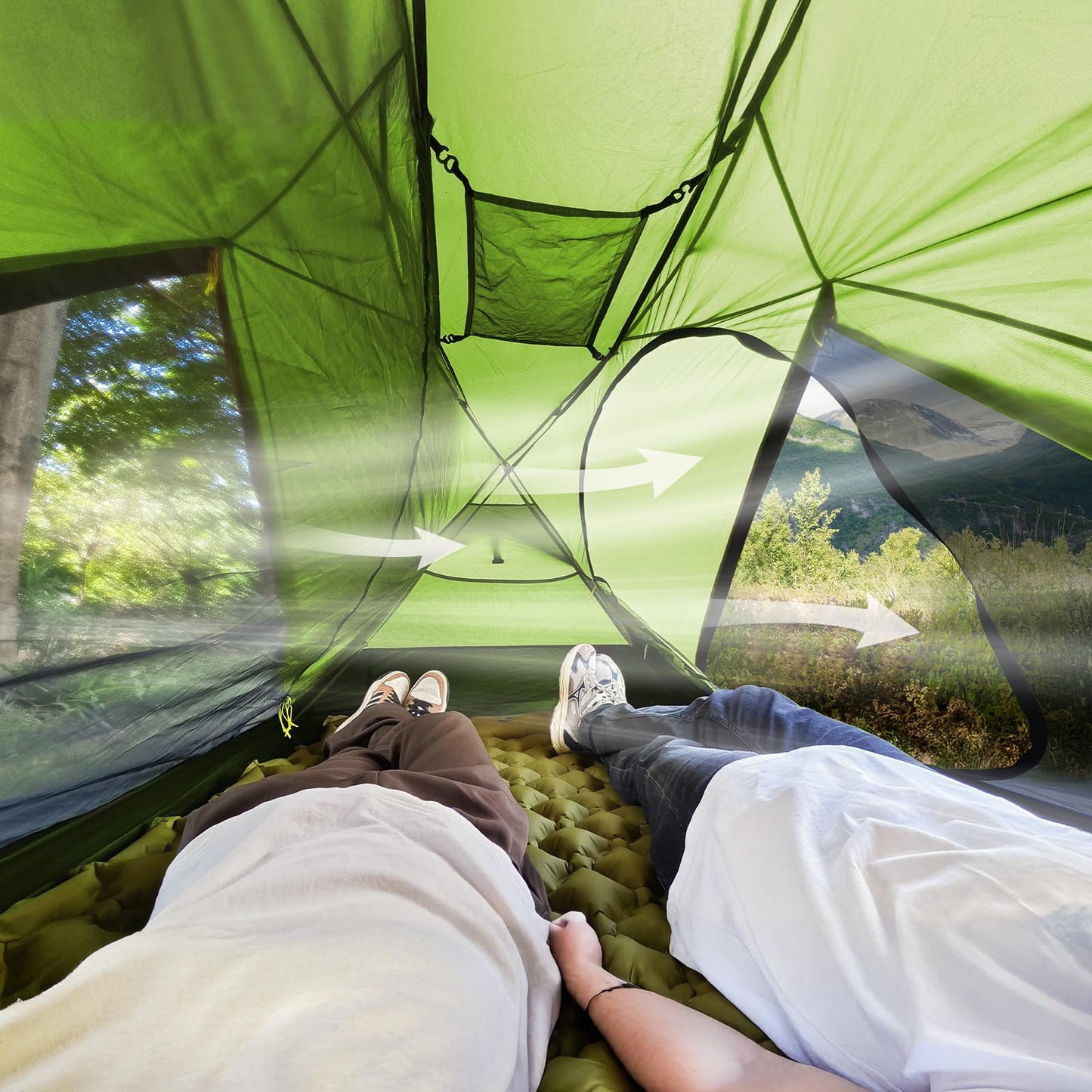 Night Cat Ultralight Backpacking Tent: Waterproof Lightweight Single People Camping Tent for Outdoor Hiking Trekking with Double Layers Aluminum Poles and Footprint 1 Person Green