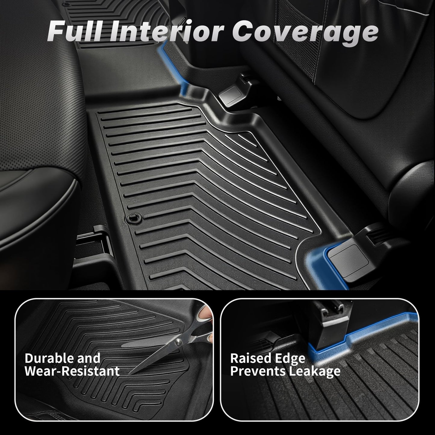 OEDRO Floor Mats for 2024-2013 Toyota 4Runner 7 Seater, Custom Fit TPE All-Weather 4Runner Car Mats Includes 1st, 2nd Row & 3rd Row Floor Liners, Black