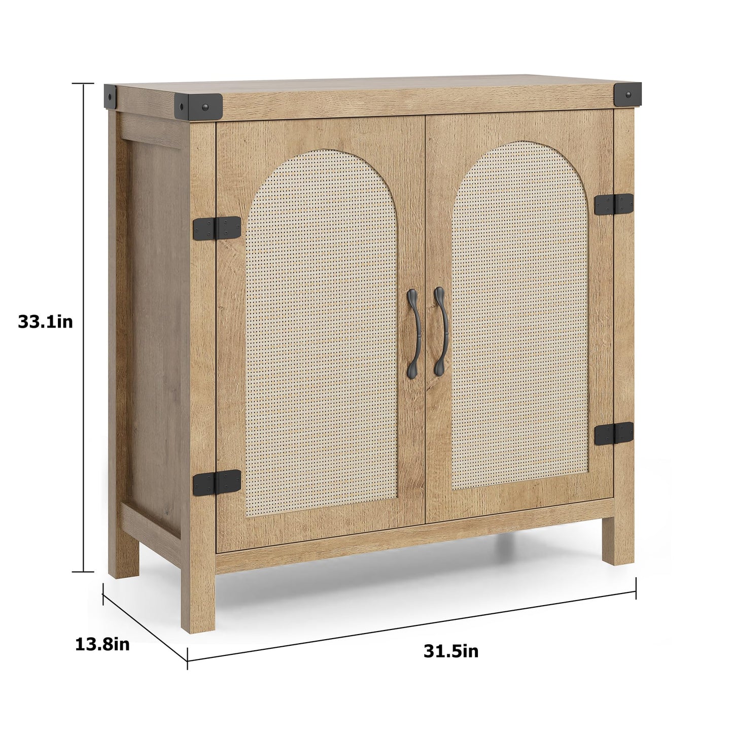 GarveeHome Rattan Sideboard Buffet Cabinets with Storage, Farmhouse Kitchen Accent Storage Cabinet, Boho Wooden Coffee Bar Cabinet for Dining Room, Living Room, Hallway, Natural