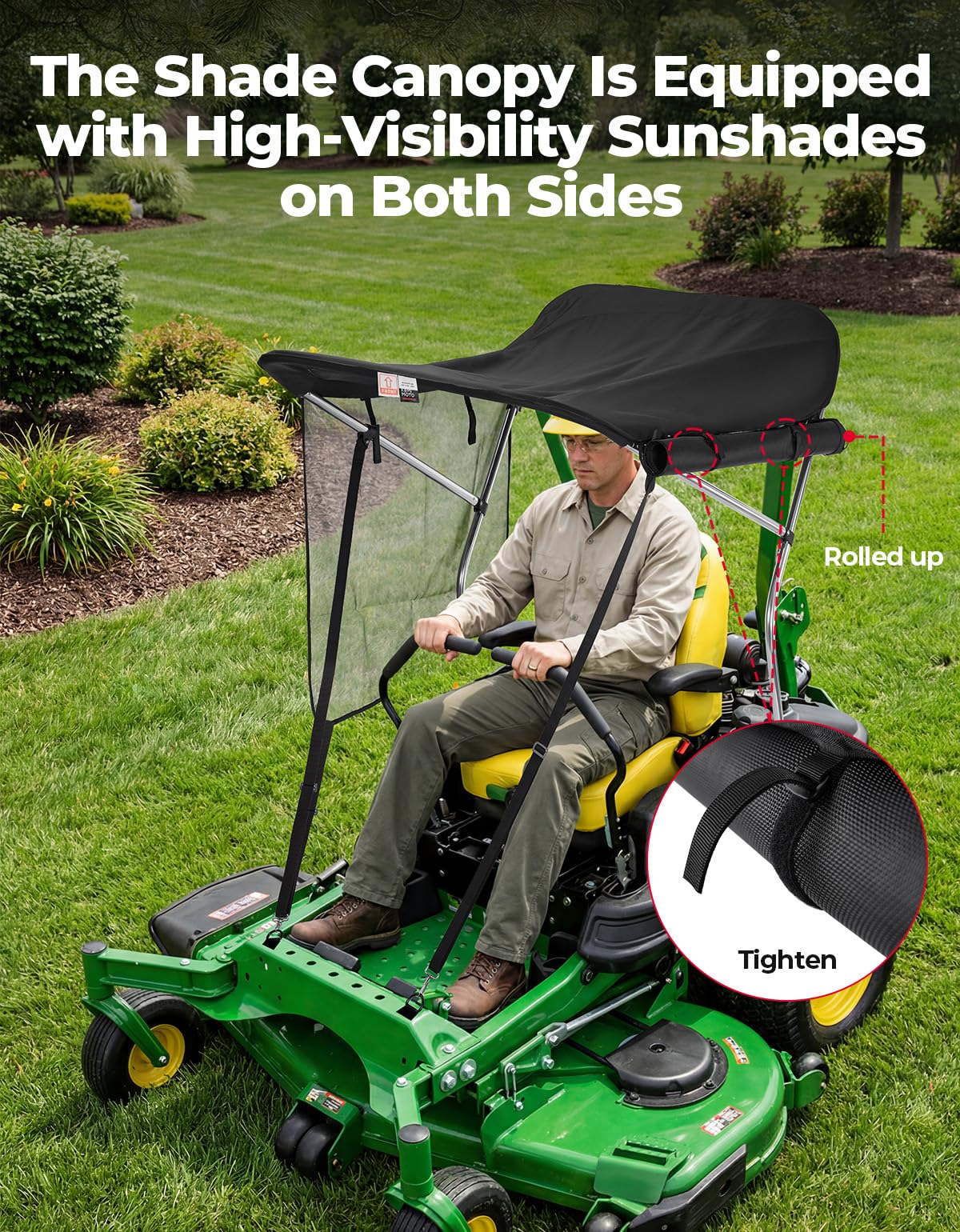 KEMIMOTO Shade Canopy for Zero Turn Lawn Mower, High Visibility Left and Right Sunshades with UV Protection, Reduce Heat and Glare, Compatible with John Deere, Cub Cadet, Kubota,Troy Bilt & Others