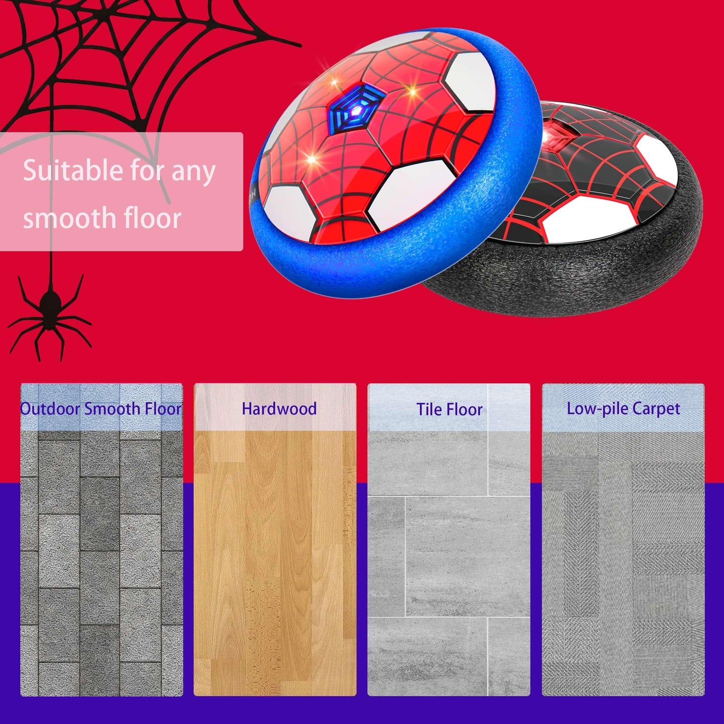 HitToys Hover Soccer Ball Toys for Kids, 2 Pack Indoor Soccer Ball Toy with Led Light for Old Boys Girls Light-Up Toys Floating Football Game Birthday Gift