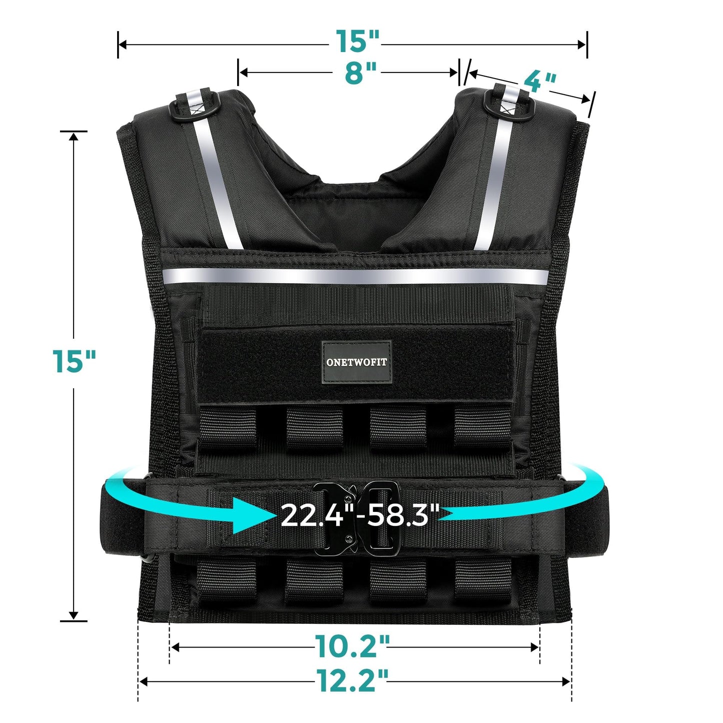 Adjustable Weighted Vest Men 35lb/45lb, Rucking Vests for Walking with Reflective Stripe, 1.2" Ultra Thick Shoulder Padding Strength Training Workout Vest for Running GYM Home, Detachable Iron Weights