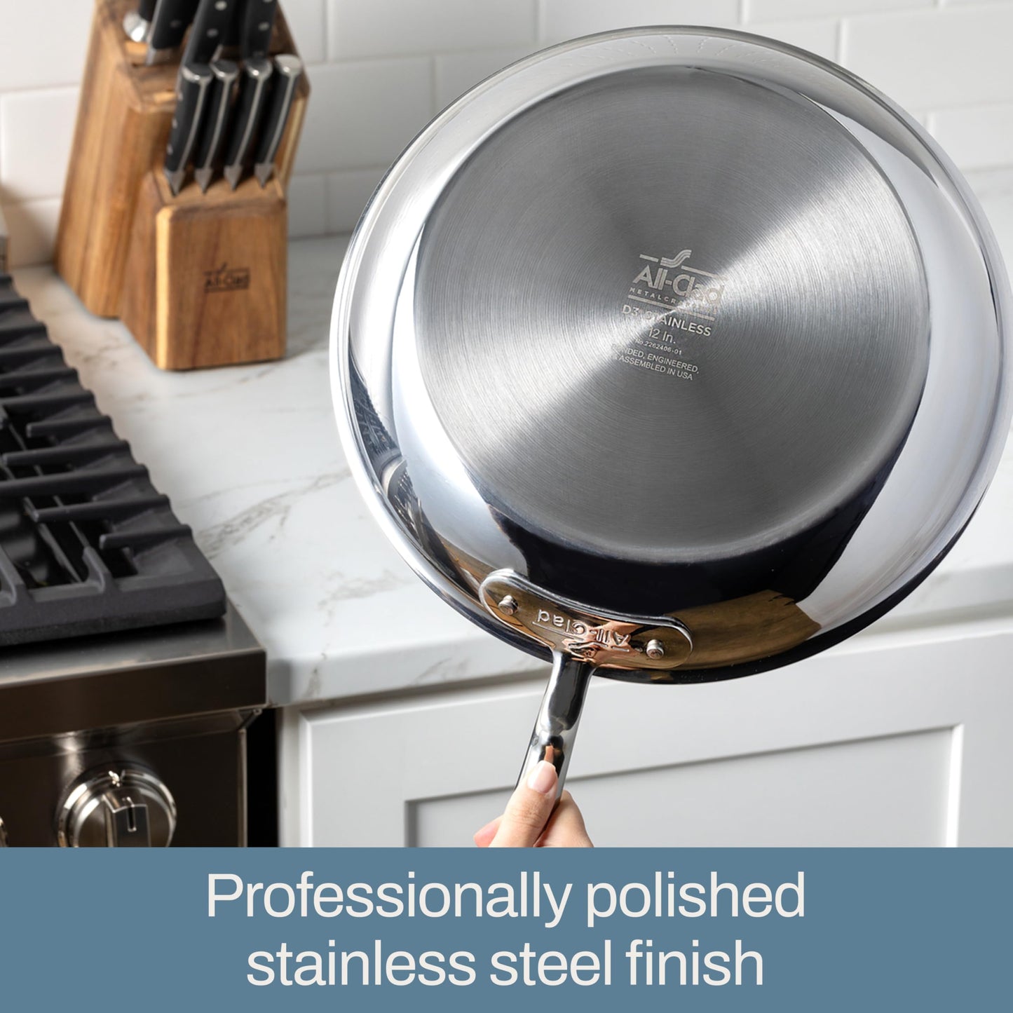 All-Clad D3® Stainless Steel 12 inch Frying Pan With Lid- Made in the USA- The Original Bonded Professional Cookware- Oven Safe & Induction Compatible
