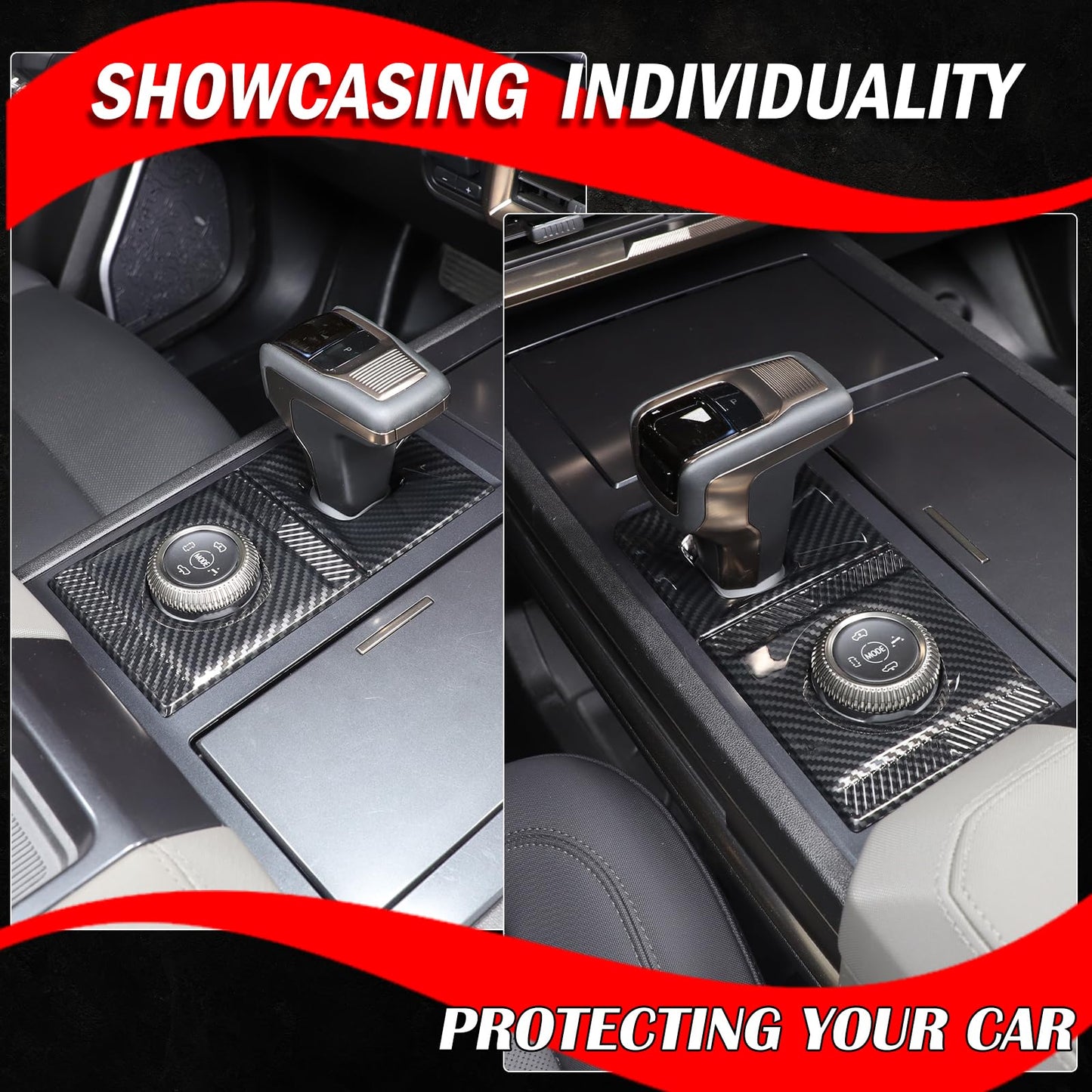 Suetlcoity for Hummer EV Accessories Gear Shift Frame Cover Trim 2PC for Pickup SUV 2024-2025 Hummer EV Center Consoles Gear Box Shift Knob Panel Frame Cover Decorative (Carbon Fiber Pattern)