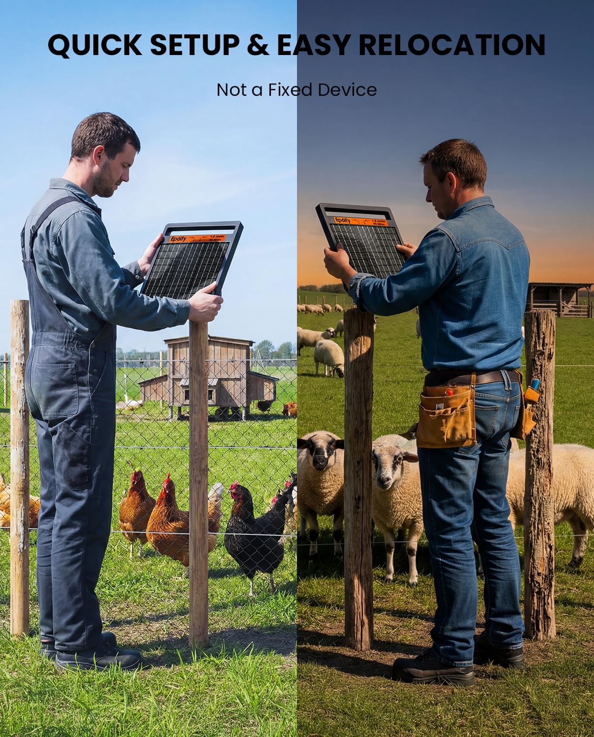 Solar Electric Fence Charger 1.2J Stored Energy, 45 Miles Coverage,8W Solar Fence Energizer with 10000mAh Battery,7–11kV Output, Smart Alarm, All-Weather Fence Charger for Cattle, Horses & Farms