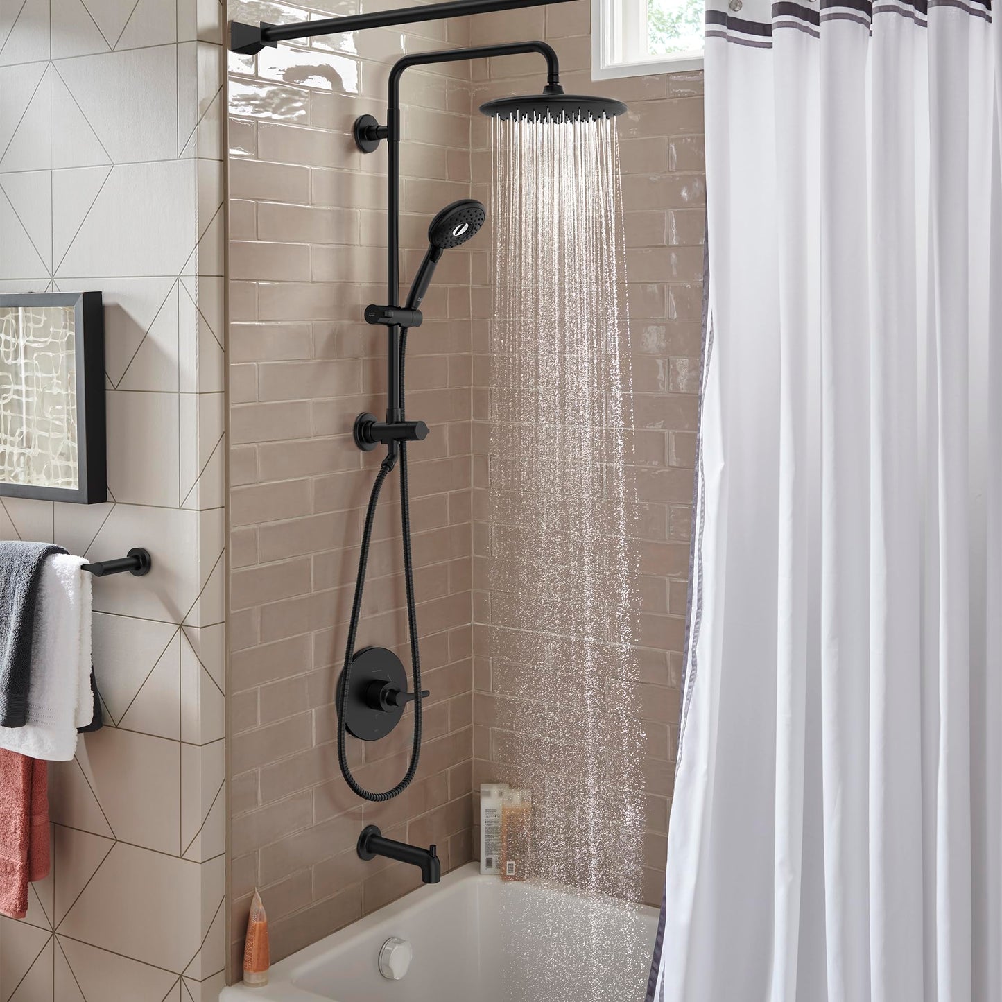 American Standard 1029072430 Spectra Versa 24-Inch 4-Function Retrofit Shower System with Rain Shower Head with Handheld Sprayer, 1.8 GPM, Matte Black