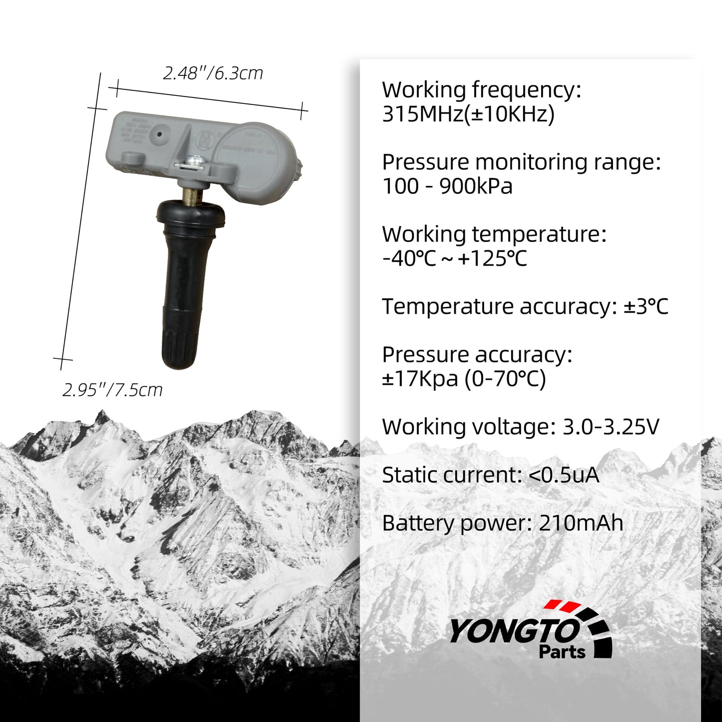 Yongtoparts TPMS Sensor Compatible with Chevrolet Chevy Cadillac GMC Buick Pontiac Saturn, 315 Mhz Tire Pressure Sensors 4PCS Replaces OE 13586335 13581558 13598771 13598772