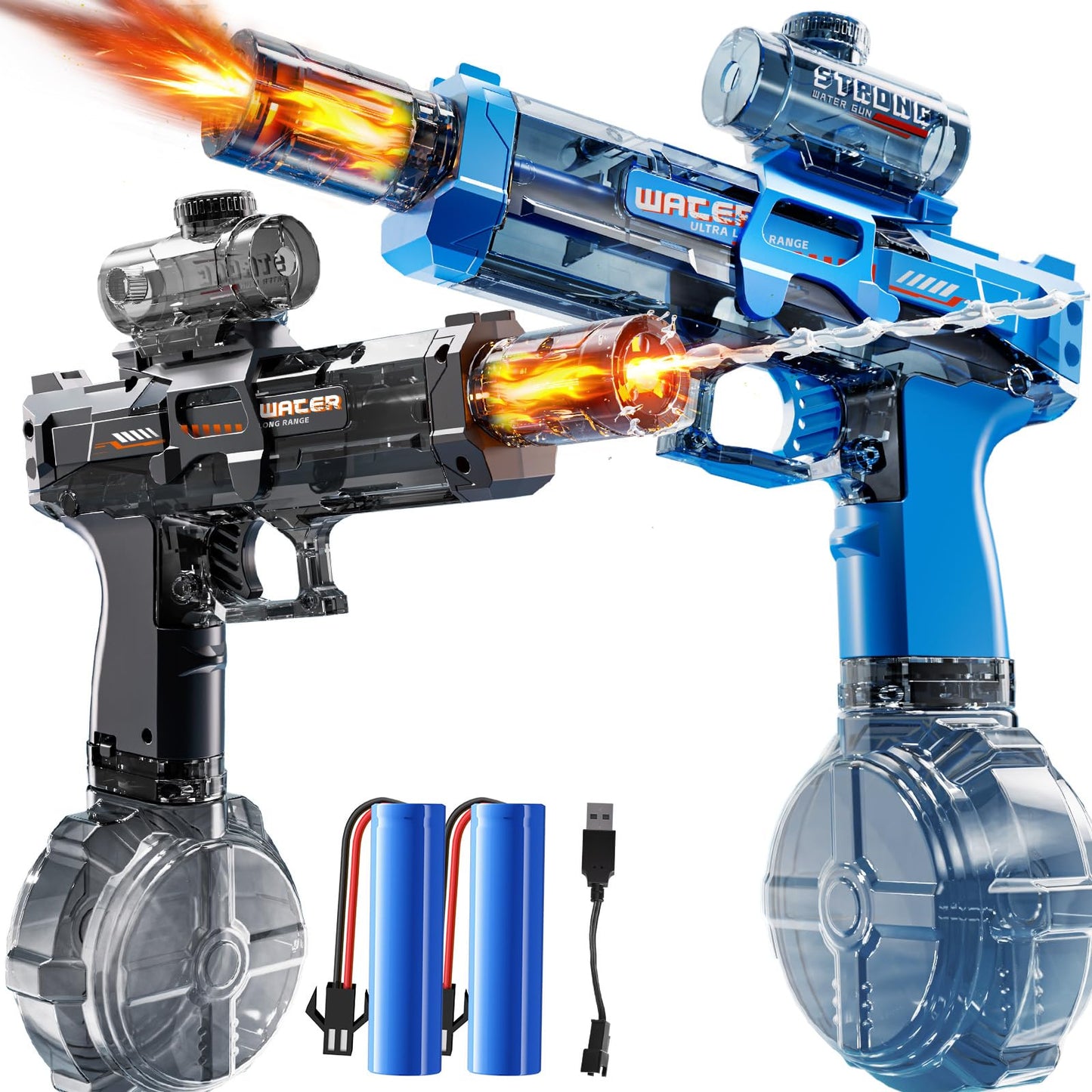 GYYCKTD 2 Pack Electrical Water Squirt Toys for Kids Aged 8 9 10 11 12, Light Up Automatic Squirter Toy with Sound, Outdoor Activity Water Soaker Toys, Beach Party Pool Game Playset for Boys Girls 8+