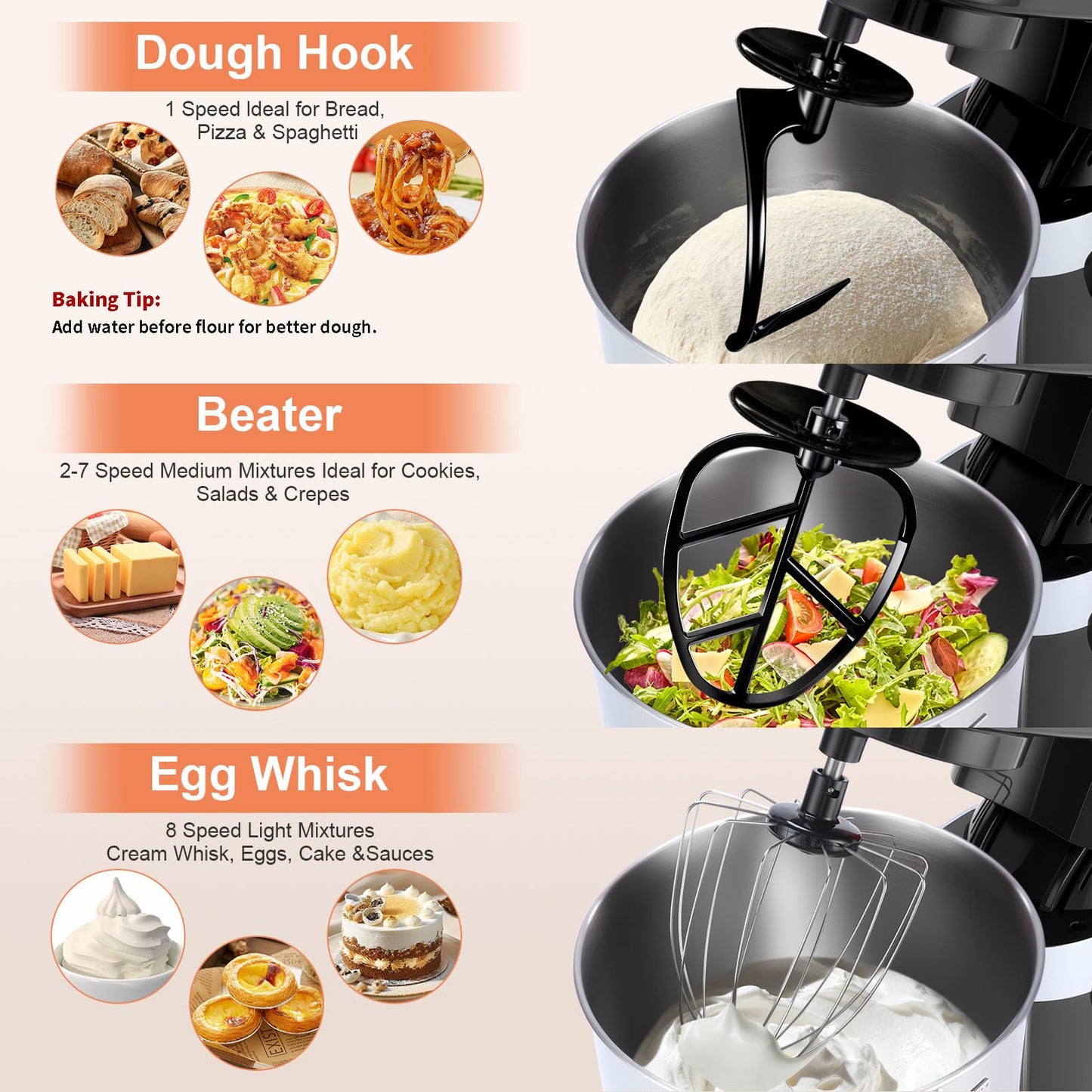 Aifeel 10.5 QT Stand Mixer,900W Electric Food Dough Mixer,Large Capacity Tilt-Head Kitchen Electric Mixer with Dough Hook,Beater,Whisk & Splash Guard,Dishwasher-Safe Attachments for Baking(Black)