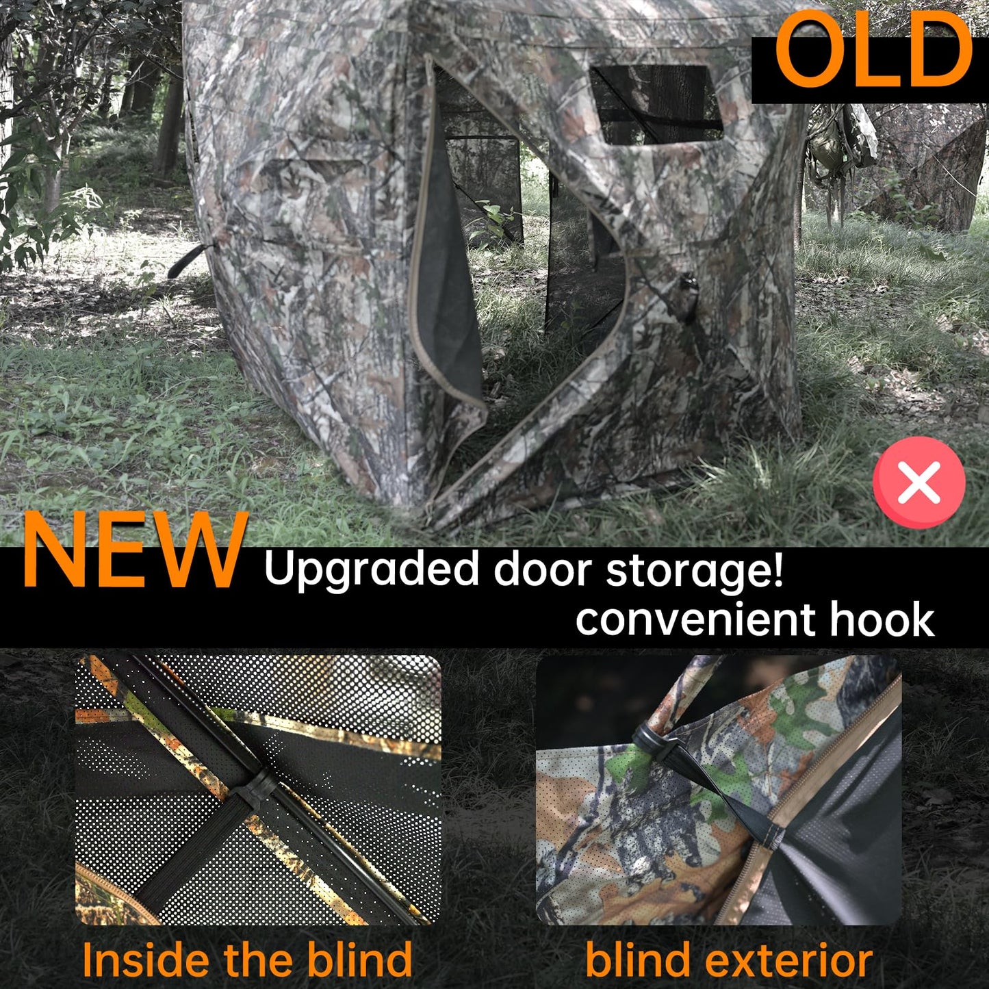 JOMAILIEEL 360 Degree See Through Ground Blinds for Deer and Turkey, Pop Up Deer Blind with Double Doors, Portable Carry Bag and Quiet- Fast Setup (3-4 Person)