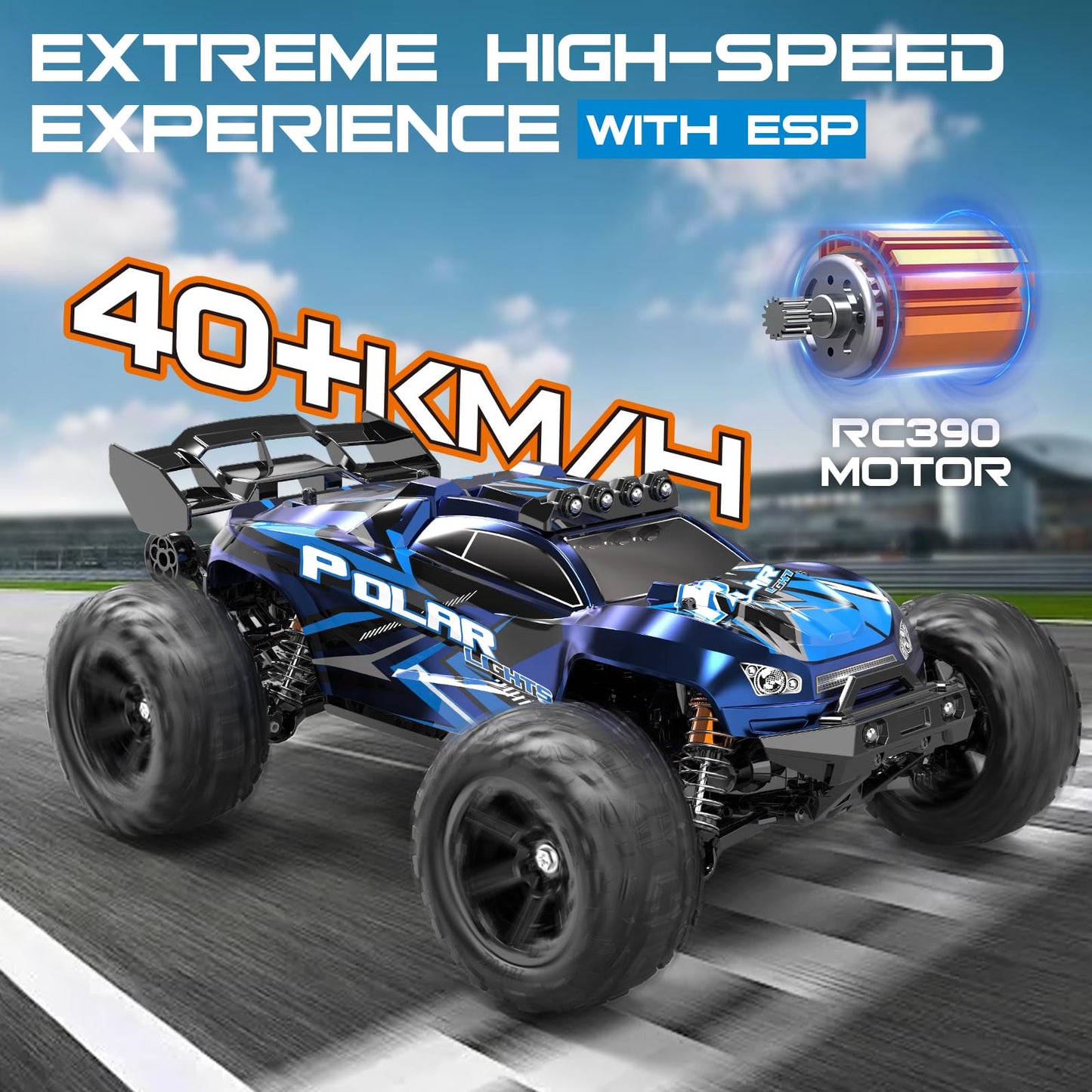 Womaqu Rc Cars 1:14 All Terrain RC Car for Adults & Boys, 4WD Off-Road RC Truck High Speed Fast 40+ KPH, 4X4 Waterproof Remote Control Car with 2 Rechargeable 1300 mAh Batteries