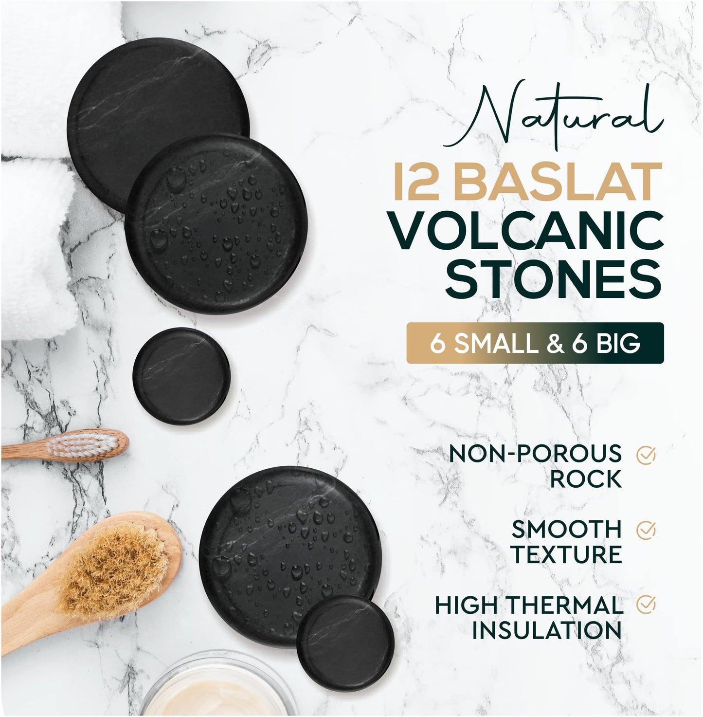 BlissFlow Hot Stones Massage Set with Warmer Kit – 12 Basalt Massage Stones – Digital Electric Stone Warmer & Portable Heater – Hot Stones for Massage in Travel Carrying Bag