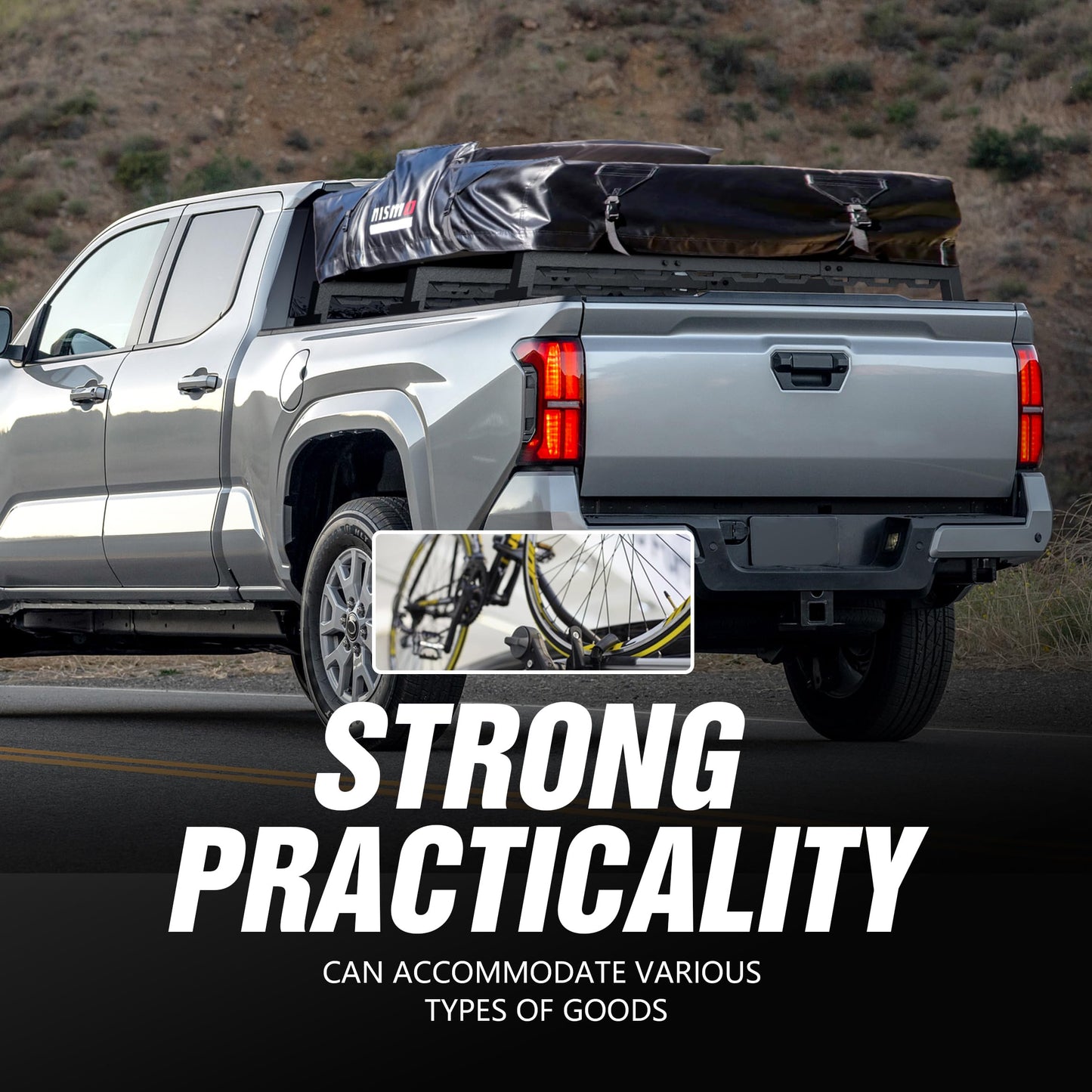 YZONA Truck Bed Rack 55.7”-66” Adjustable Cross Bar Compatible with Ford F150/ Titan/Silverado 1500 & GMC Sierra 1500/ Frontier/Toyota Tundra/Tacoma/Gladiator JT/Chevy Colorado & GMC Canyon